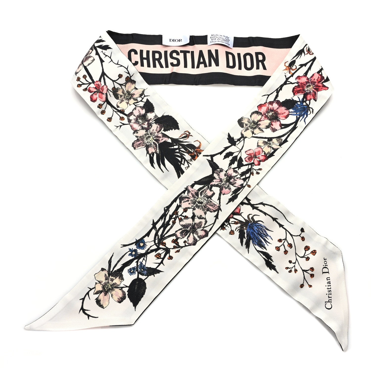 Christian Dior Silk Rosa Mutabilis Mitzah Scarf Beige 1 of 3