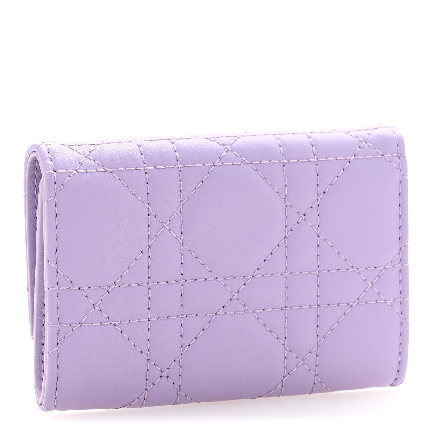 Lambskin Cannage Miss Dior Glycine Wallet Purple