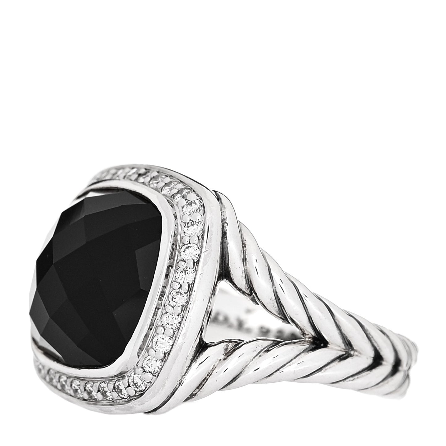 Sterling Silver Diamond Black Onyx 11mm Albion Ring 49 5