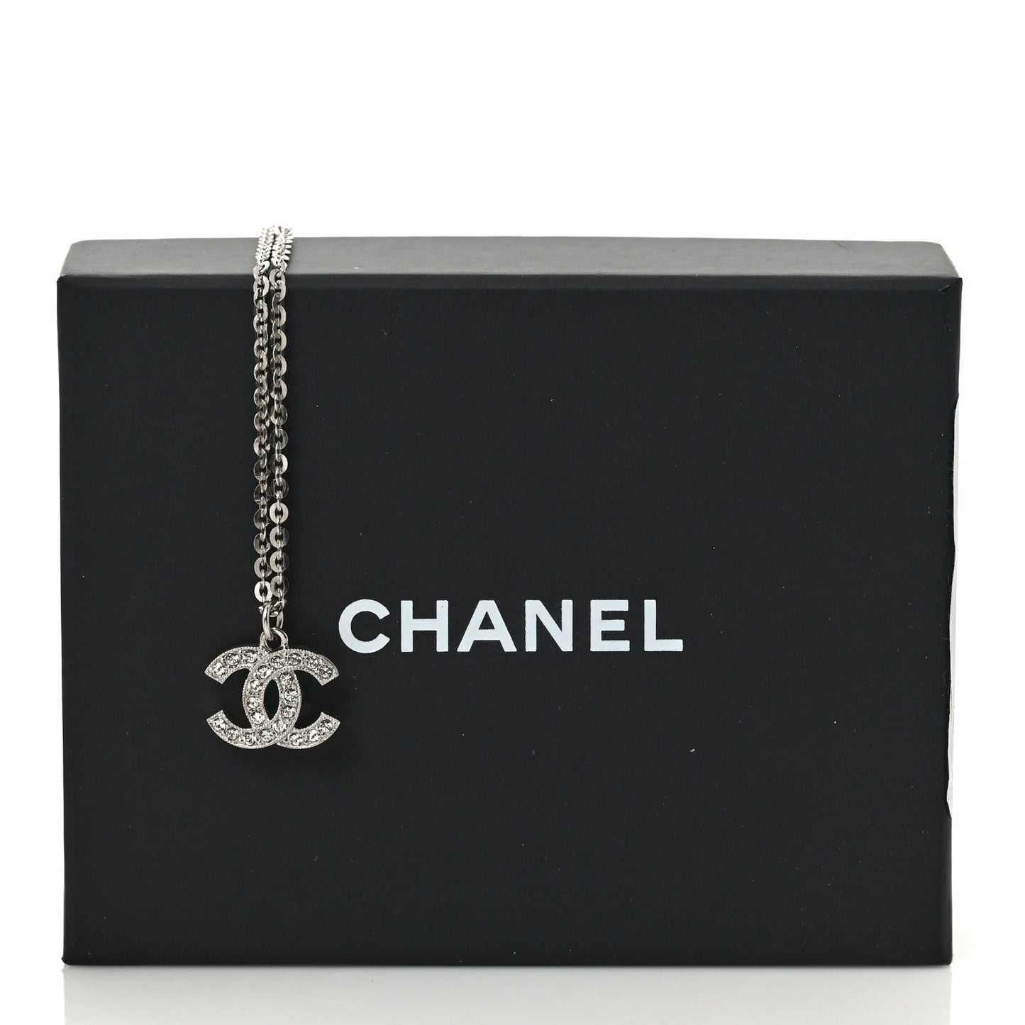 Crystal CC Pendant Necklace Silver