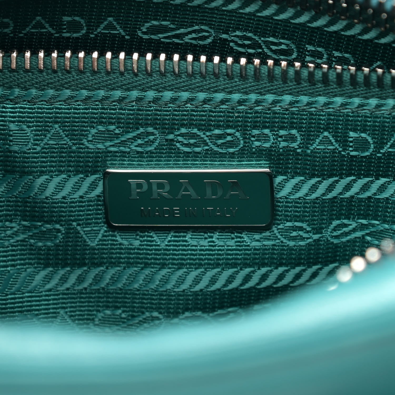Prada Nappa Triangle Pocket Small Tote Bag Teal 6 of 16