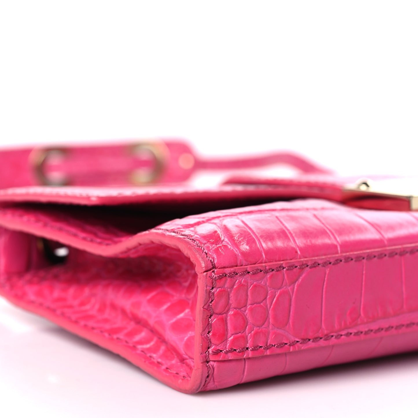 Calfskin Crocodile Embossed Rebel Bag Pink