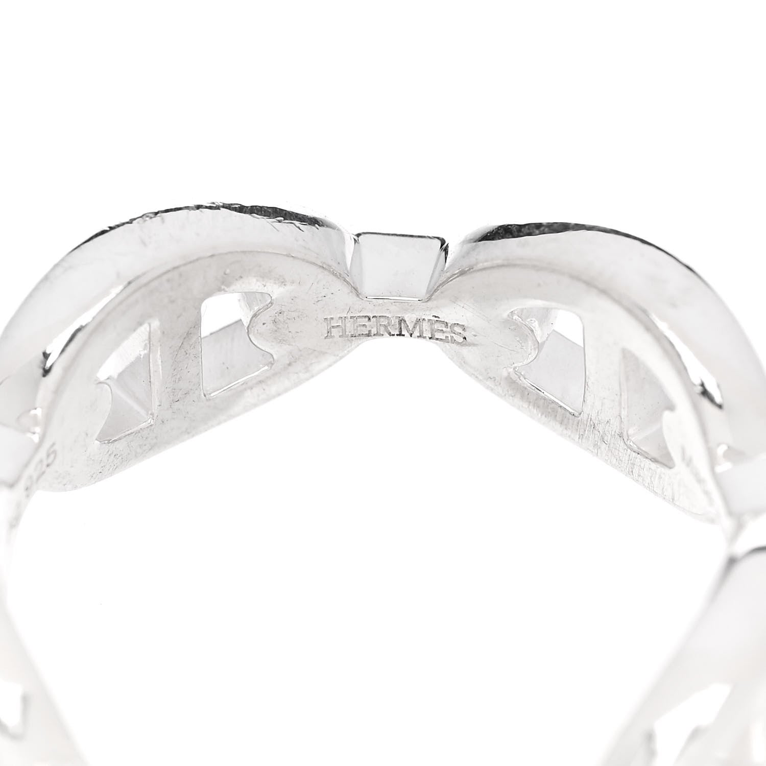 Hermes Sterling Silver PM Chaine d'Ancre Enchainee Band Ring 55 7.25 4 of 9