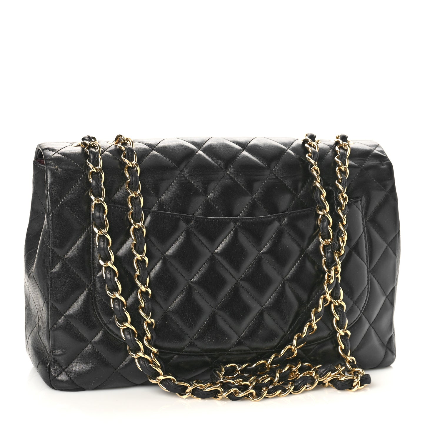 Lambskin Quilted Jumbo Single Flap Black