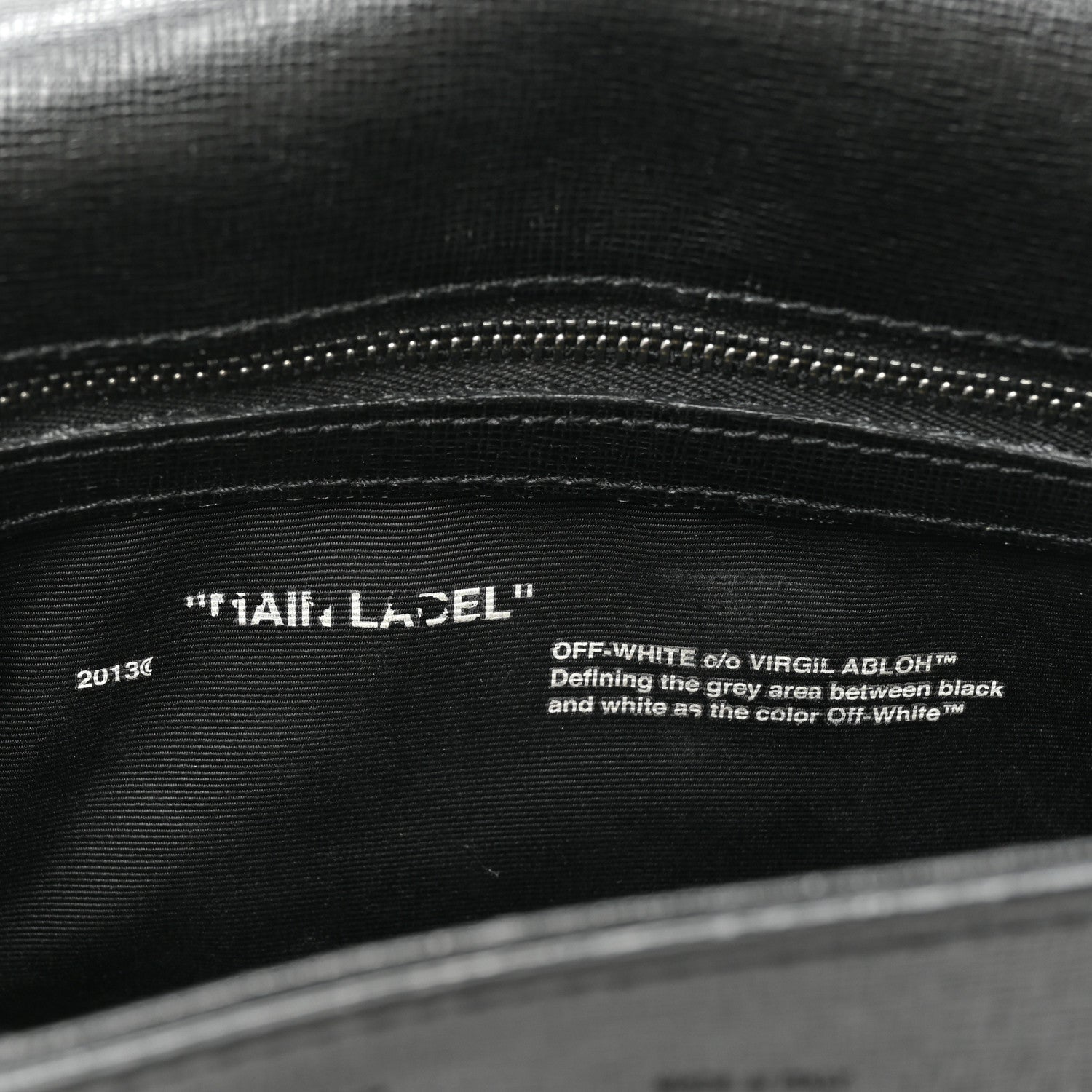 Off-White Saffiano Striped Diag Binder Clip Bag Black White 6 of 10