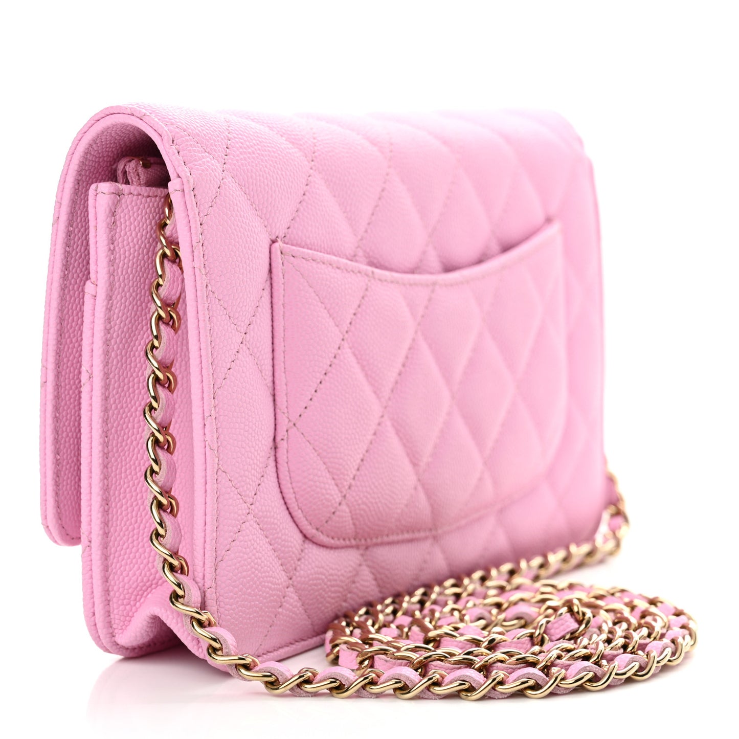 Caviar Quilted Wallet on Chain WOC Pink