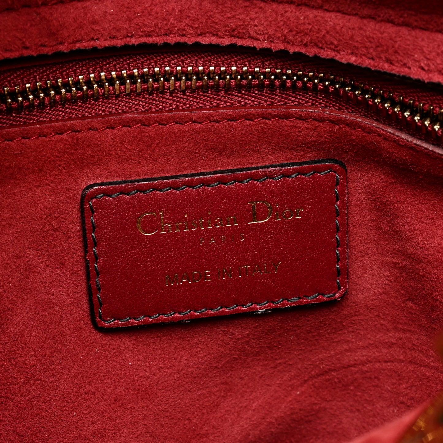 Calfskin Cannage Studded Medium Supple Lady Dior Red