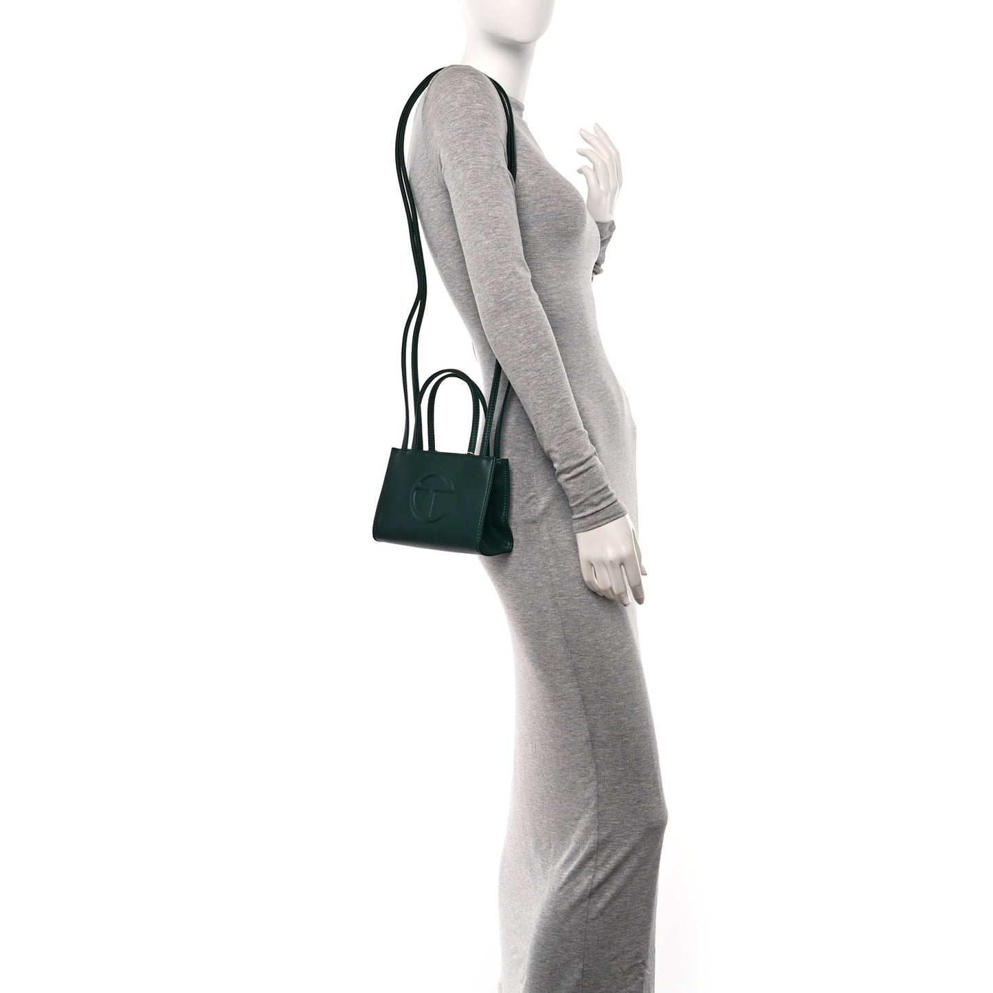 Vegan Leather Small Shopping Bag Dark Olive