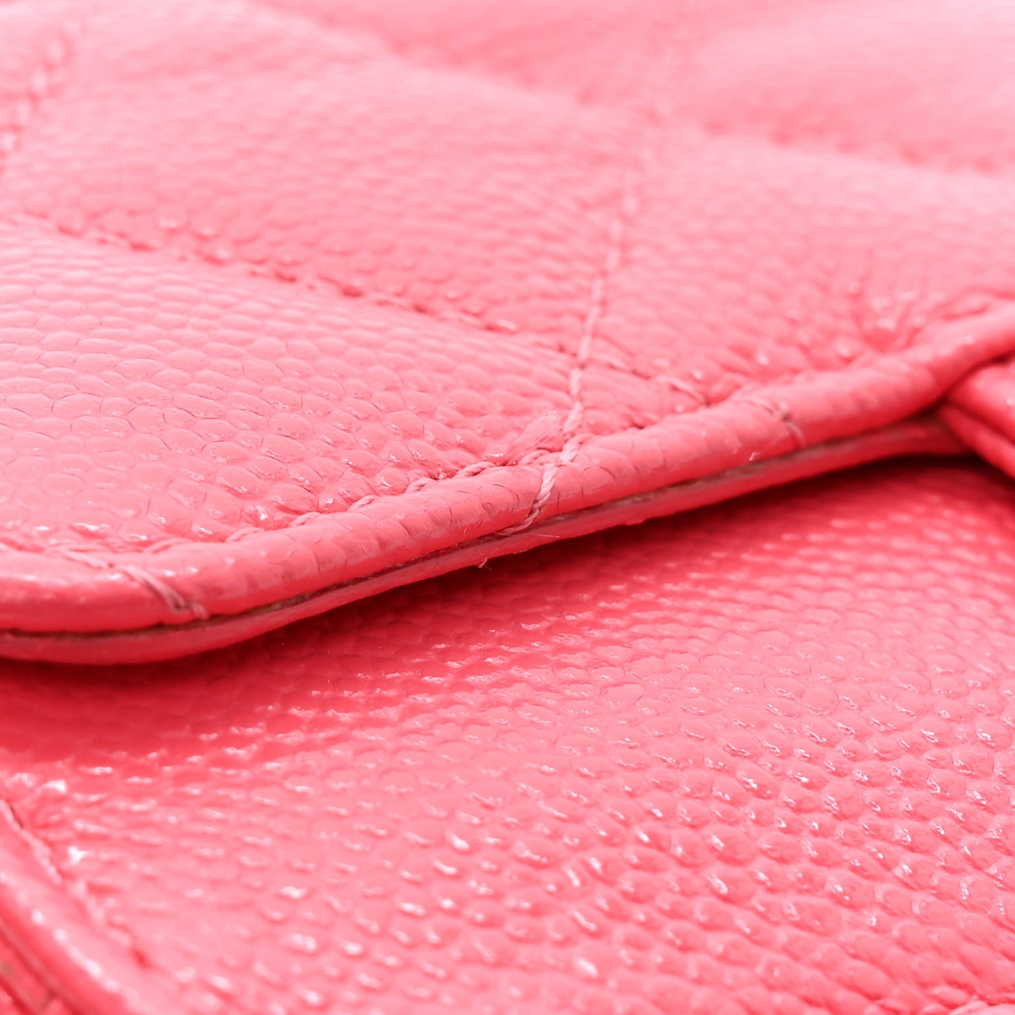Caviar Quilted Flap Zip Card Holder Dark Pink