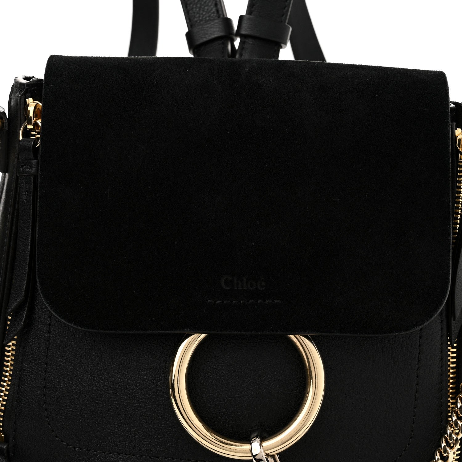 Chloe Suede Calfskin Small Faye Backpack Black 8 of 11