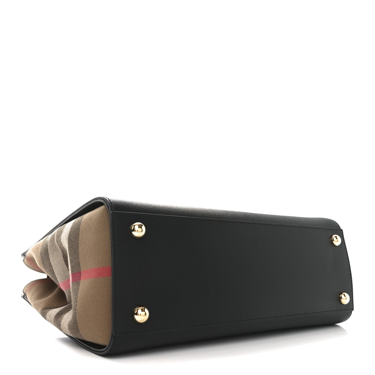 Burberry Derby Calfskin House Check Medium Banner Tote Black 4 of 9