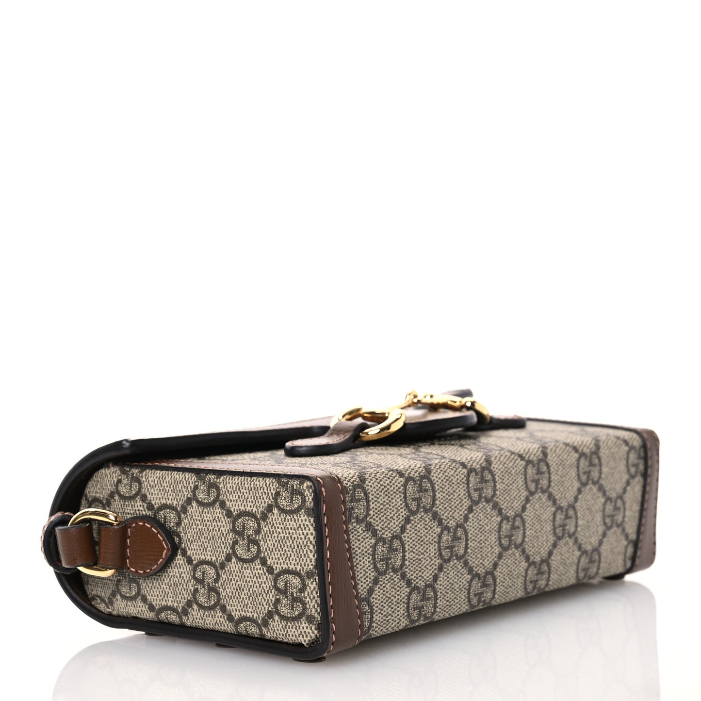 GG Supreme Monogram Mini Horsebit 1955 Shoulder Bag Beige Brown Sugar