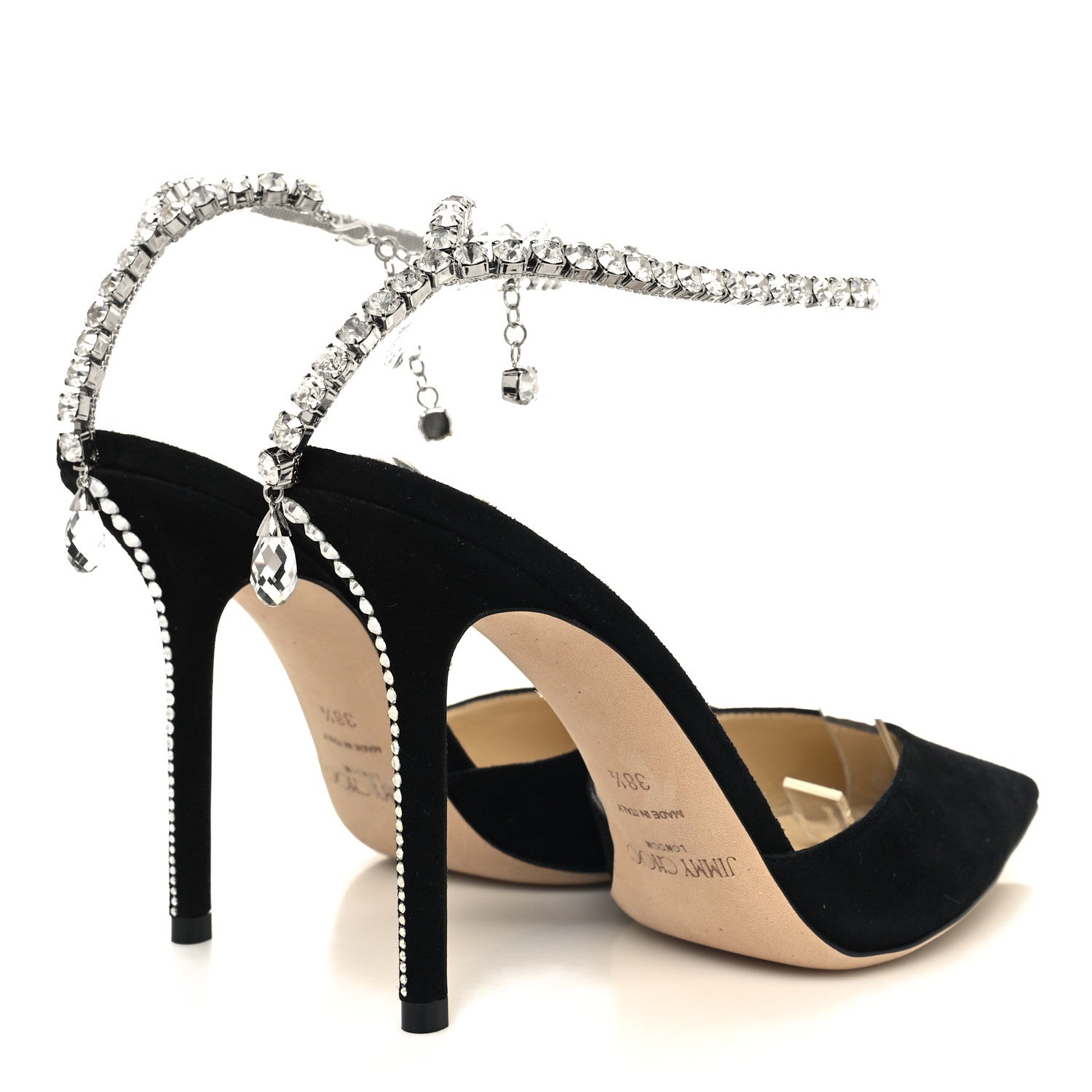 Jimmy Choo Suede Crystal Saeda 100 Pumps 38.5 Black 4 of 8