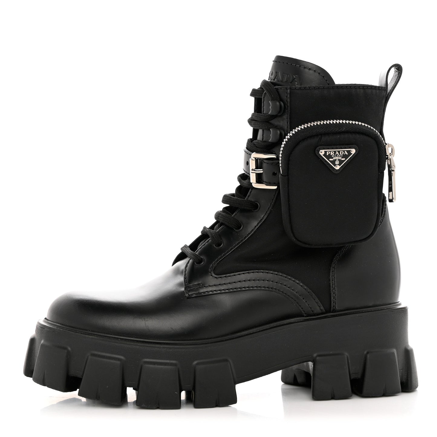 Spazzolato Rois Re-Nylon Metal Triangle Logo Monolith Pouch Pocket 55mm Boots 39.5 Black