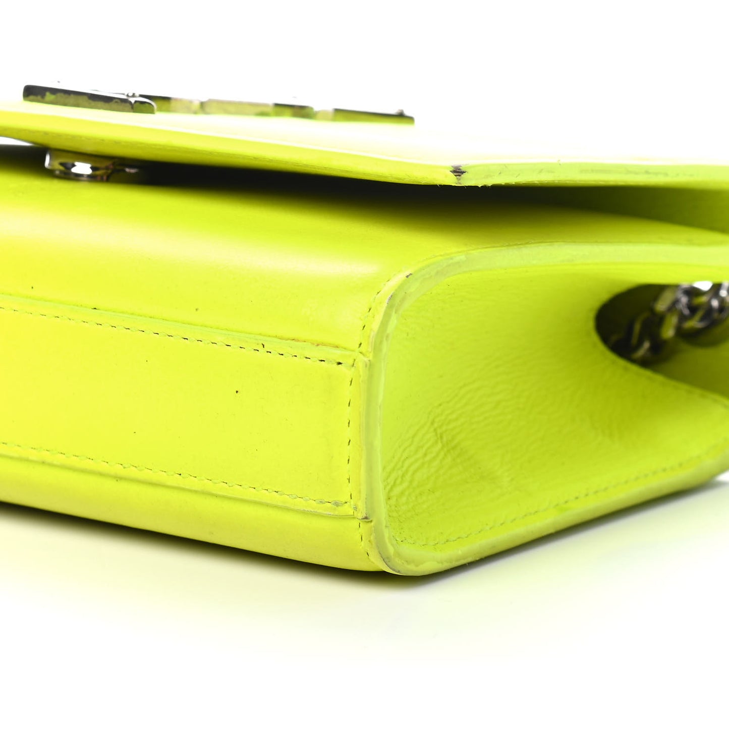 Patent Grain de Poudre Small Monogram Kate Satchel Neon Yellow