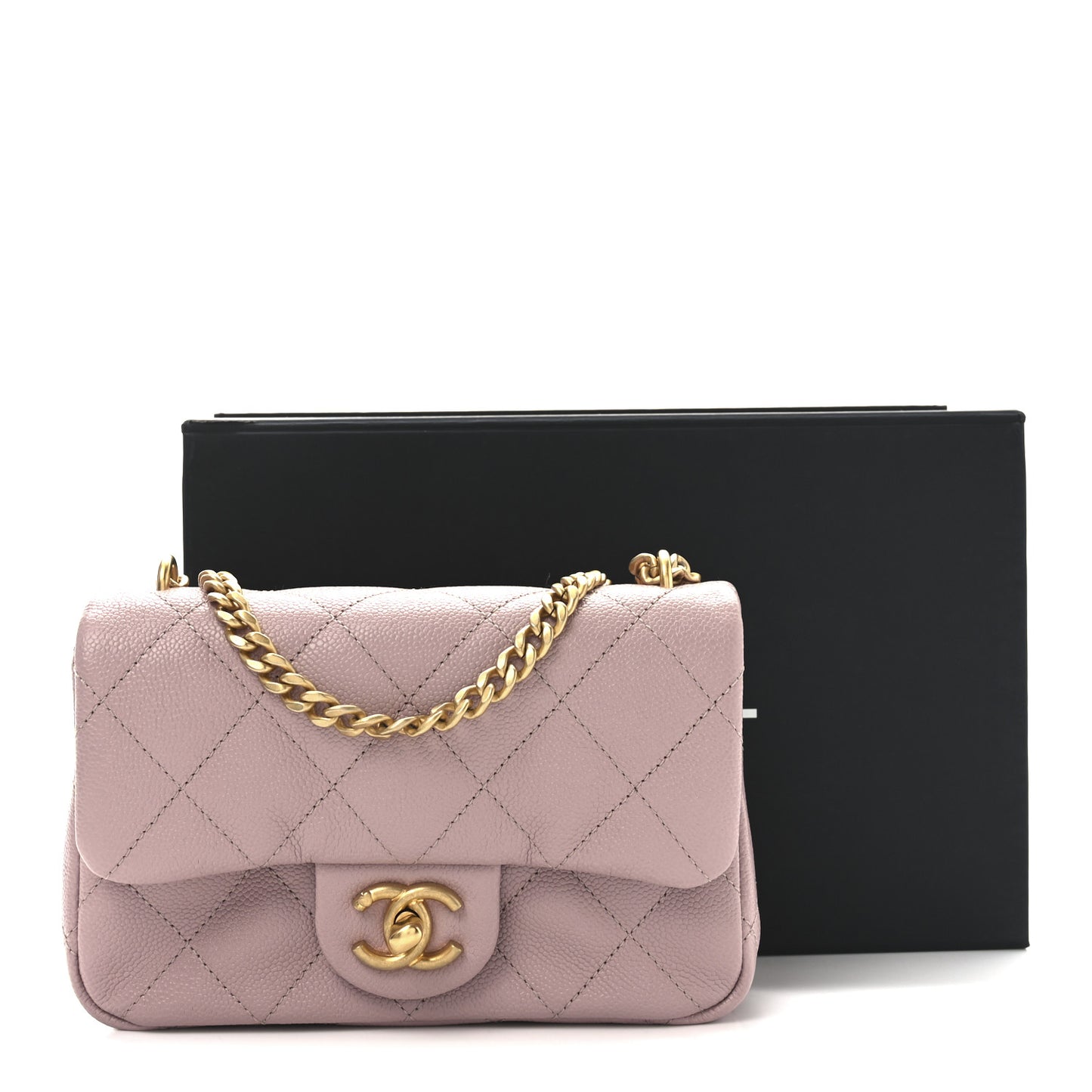 Caviar Quilted Mini Rectangular Sweetheart Flap Lilac