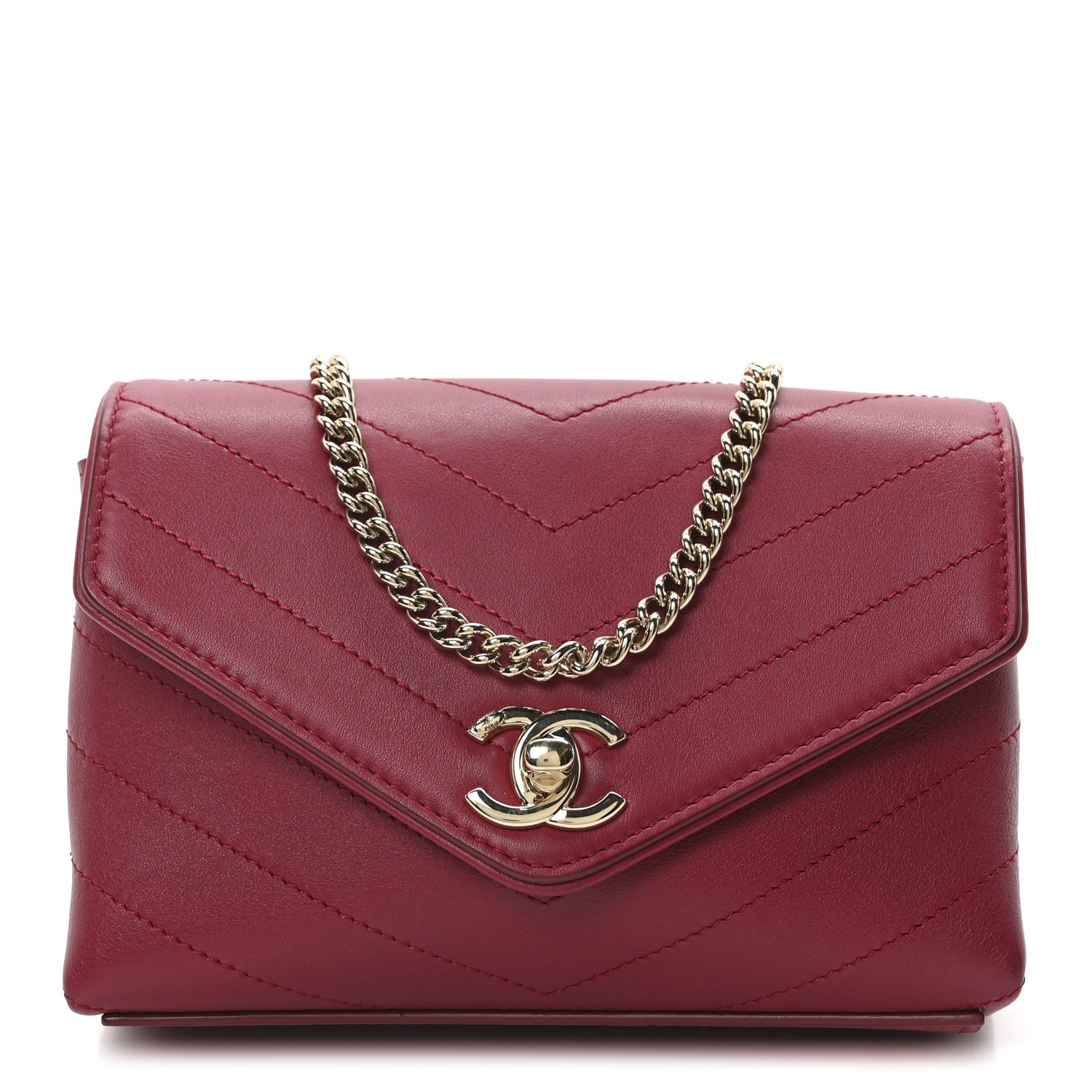 Chanel Calfskin Chevron Stitched Coco Waist Bag Red 1750648