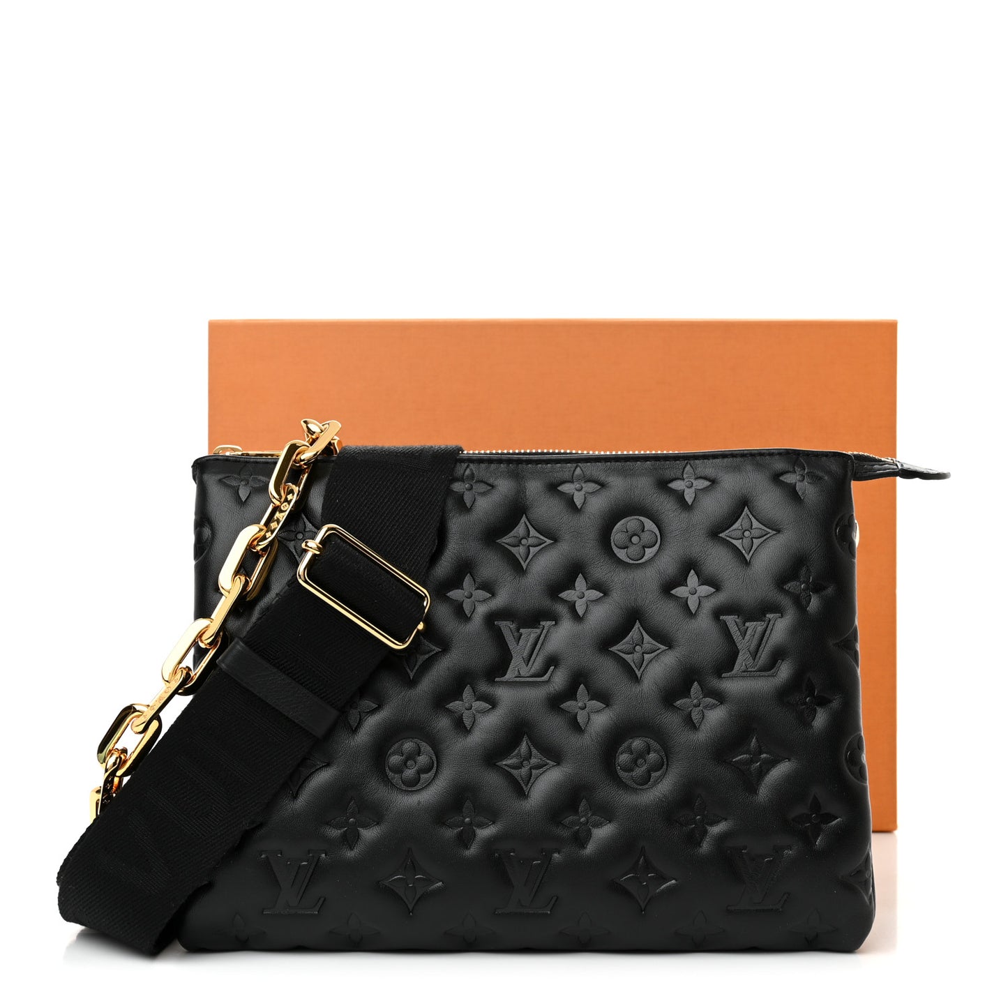Lambskin Embossed Monogram Coussin PM Black