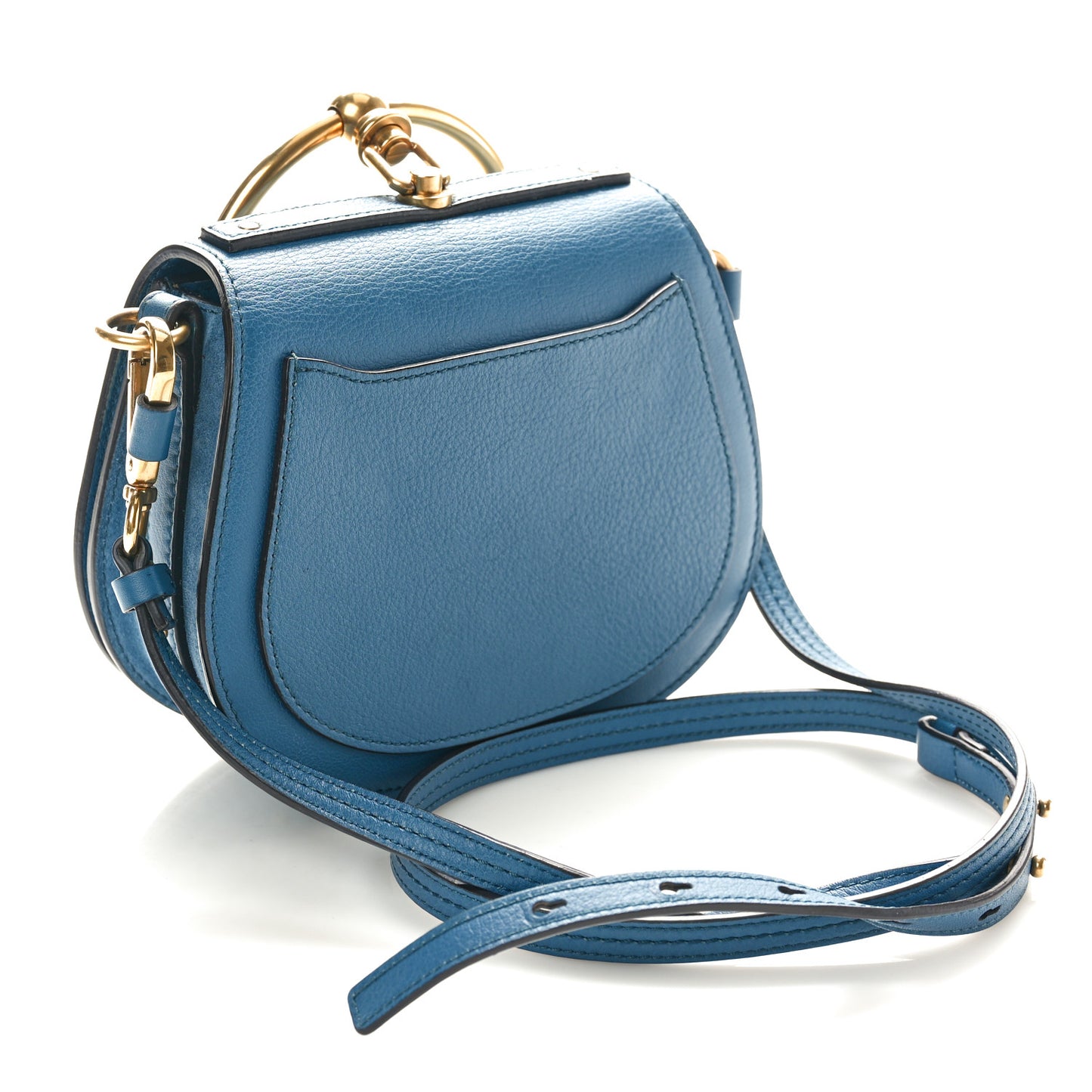 Calfskin Suede Small Nile Bracelet Bag Vinyl Blue