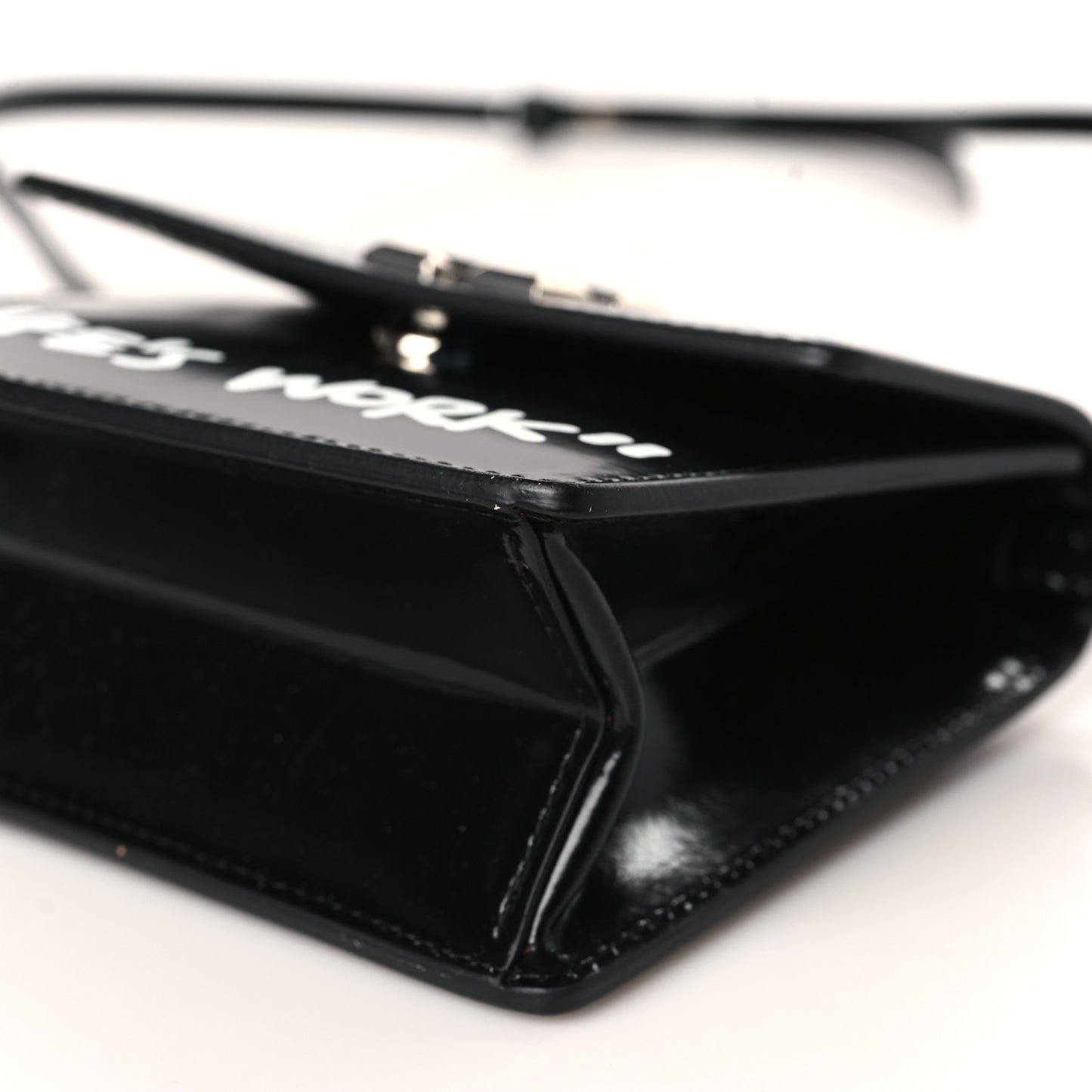 Glazed Calfskin Jitney 0.7 Not For Sale Crossbody Bag Black