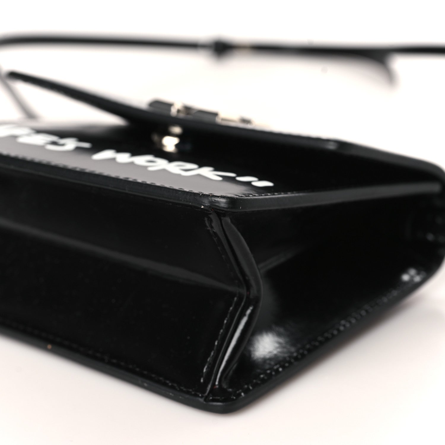 Off-White Glazed Calfskin Jitney 0.7 Not For Sale Crossbody Bag Black 7 of 8