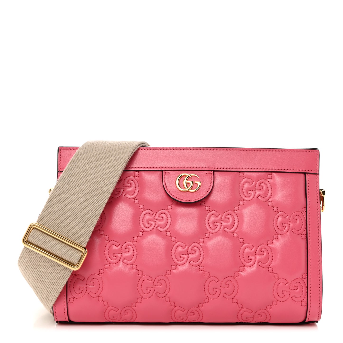 Calfskin GG Matelasse Small Slim Chain Shoulder Bag Rhodamine Pink Natural
