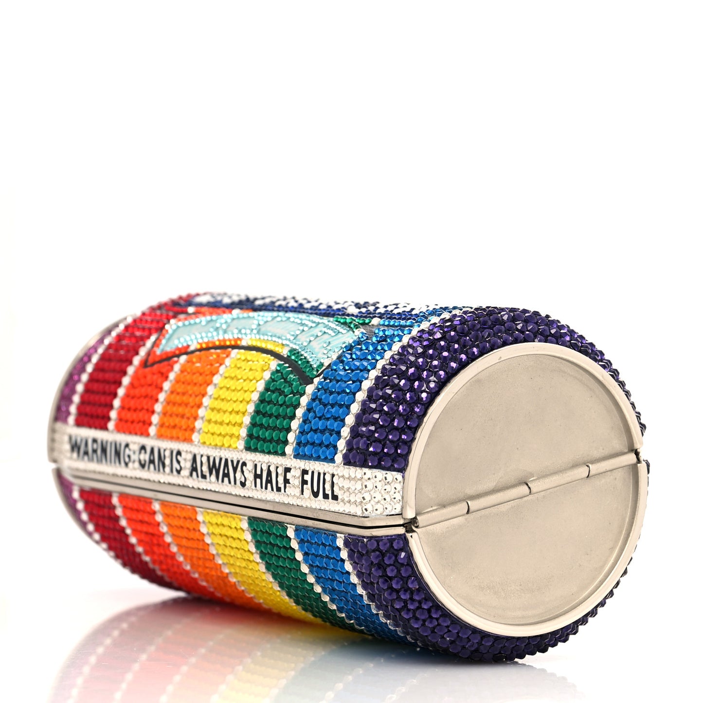Crystal Optimism Can Minaudiere Clutch Silver Multicolor
