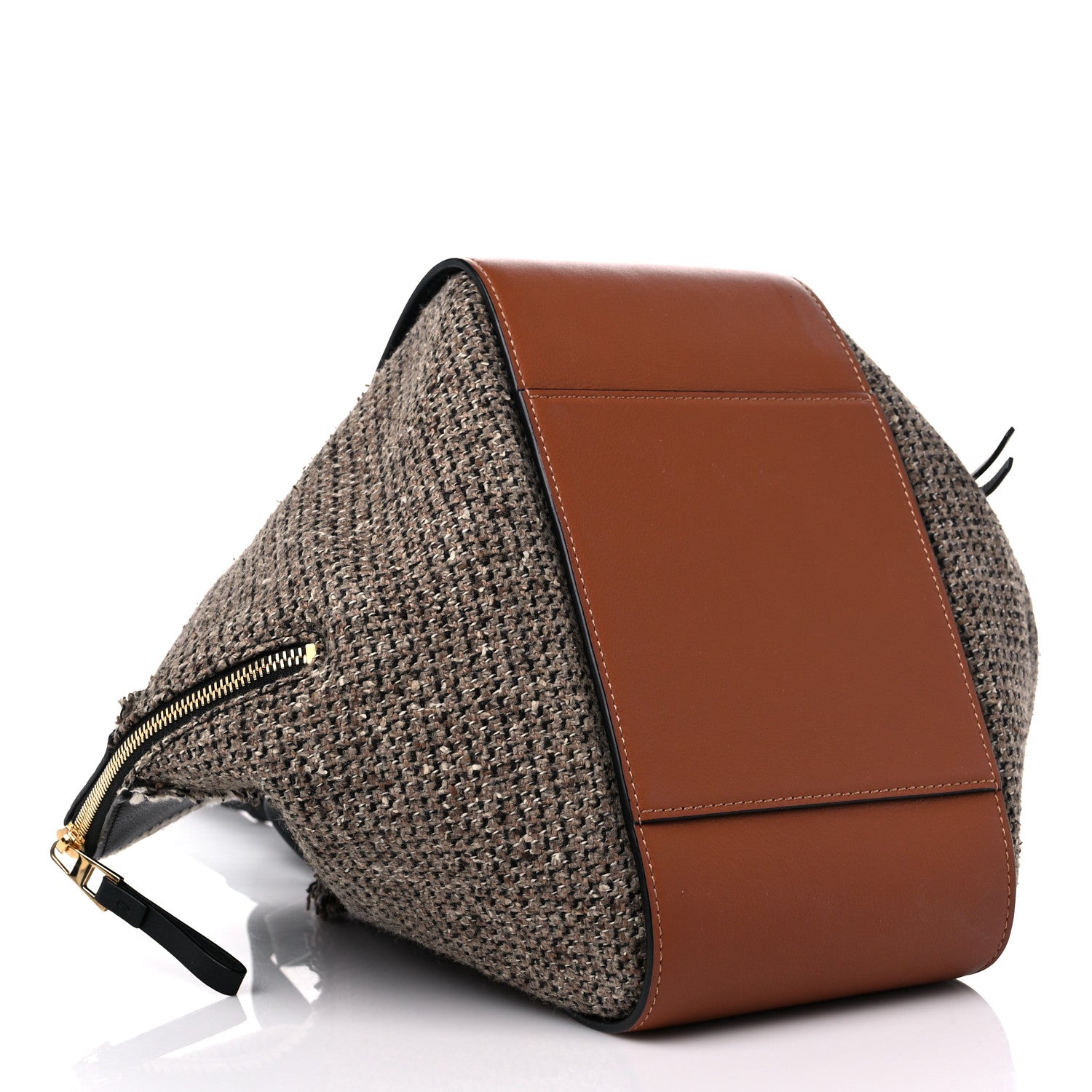 Loewe Calfskin Tweed Small Hammock Shoulder Bag Tan Black 4 of 14