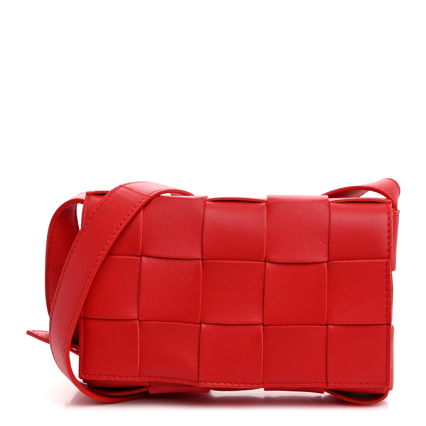 Lambskin Maxi Intrecciato Small Cassette Crossbody Bag Redstone