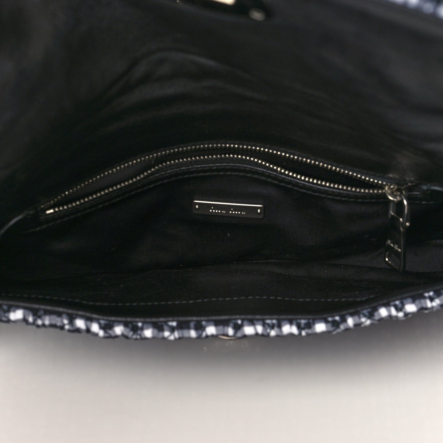 Nappa Matelasse Crystal Flap Clutch Black White
