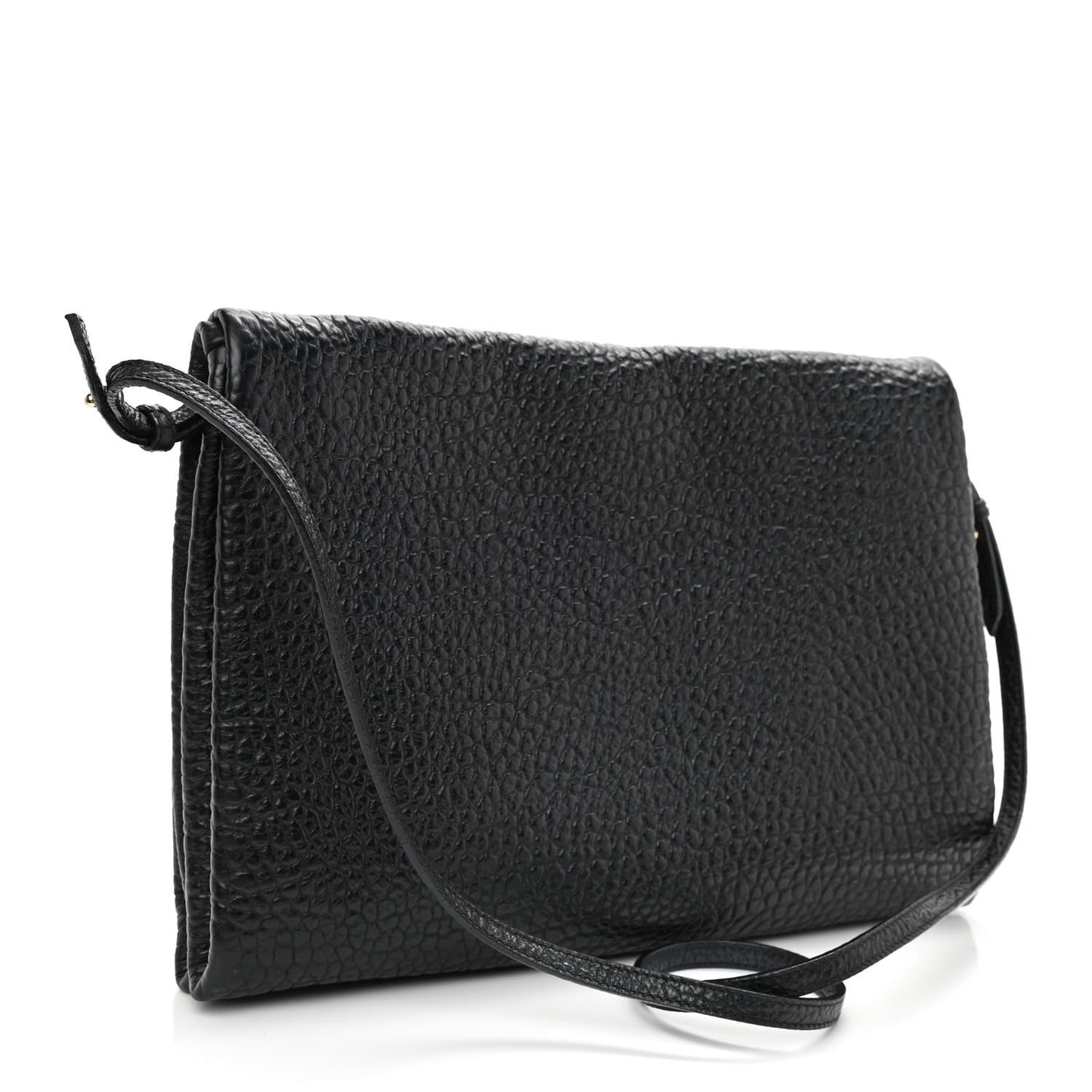 Signature Grain Calfskin Check Embossed Medium Balmoral Clutch Bag Black
