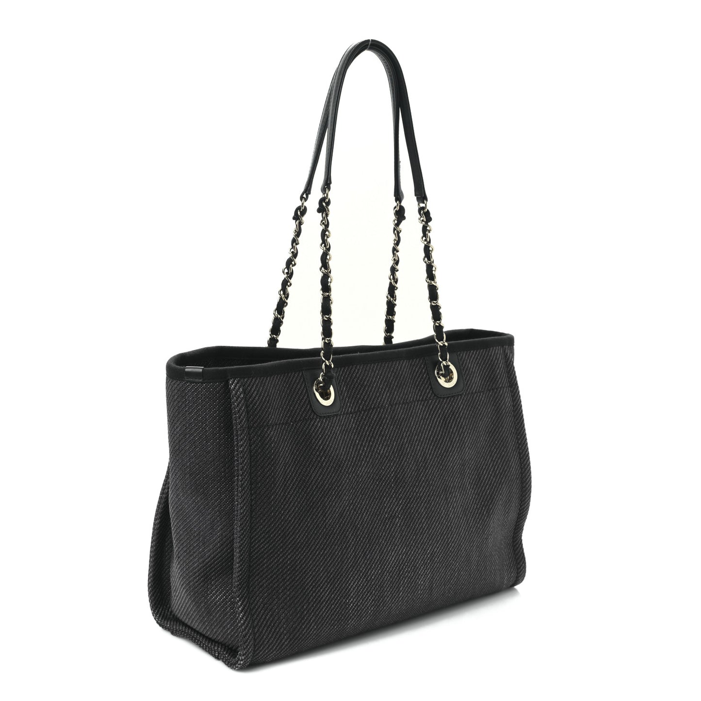 Mixed Fibers Calfskin Small Deauville Tote Black