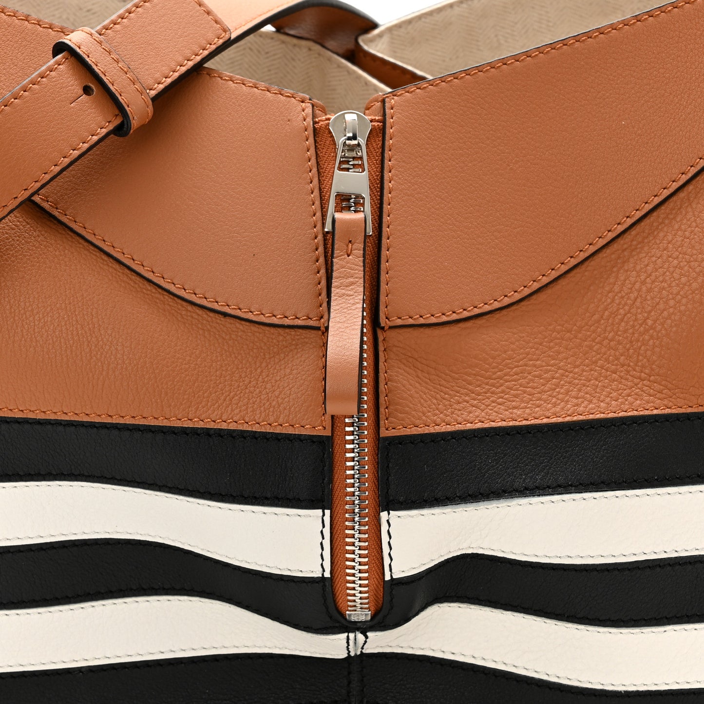 Calfskin Marine Stripe Small Hammock Shoulder Bag Tan
