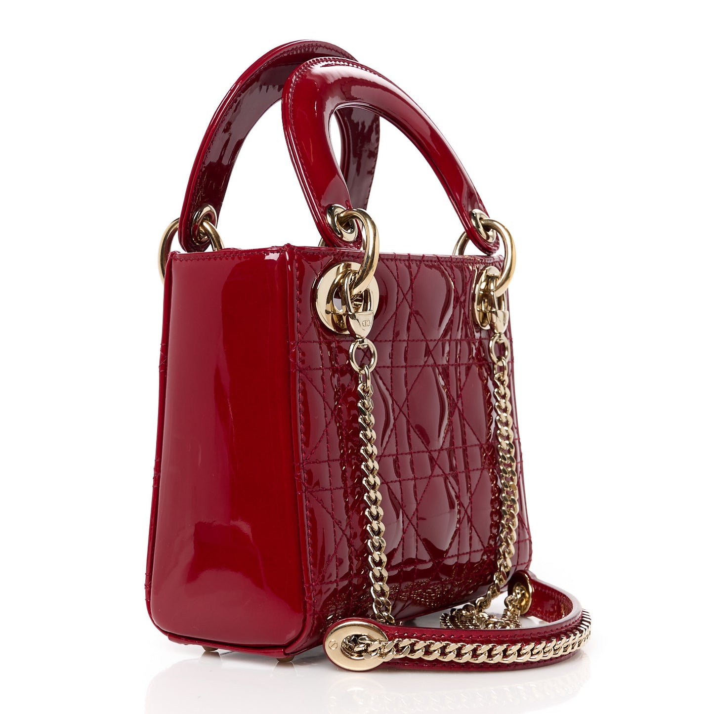 Patent Cannage Mini Lady Dior Red
