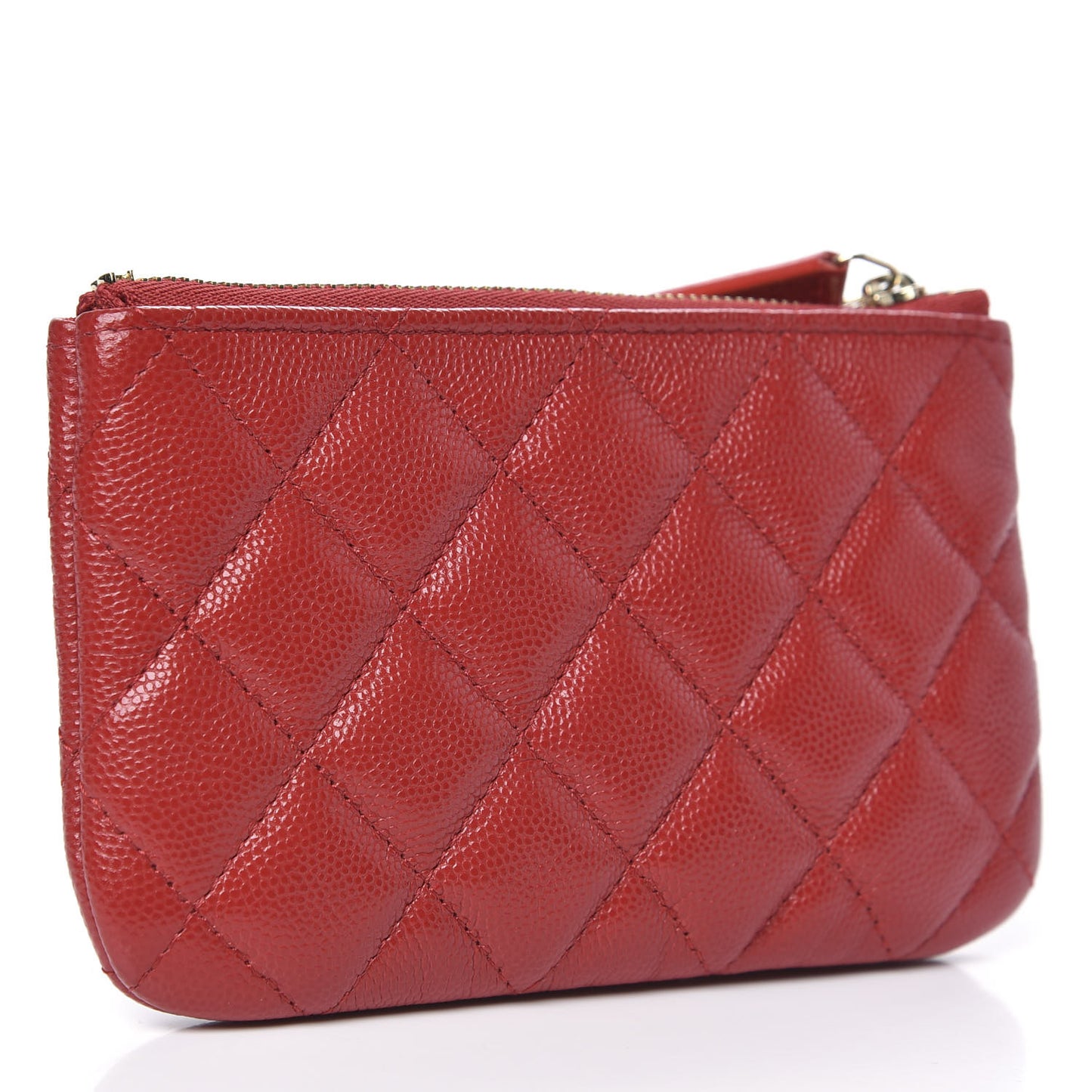 Caviar Quilted Small Cosmetic Case Red