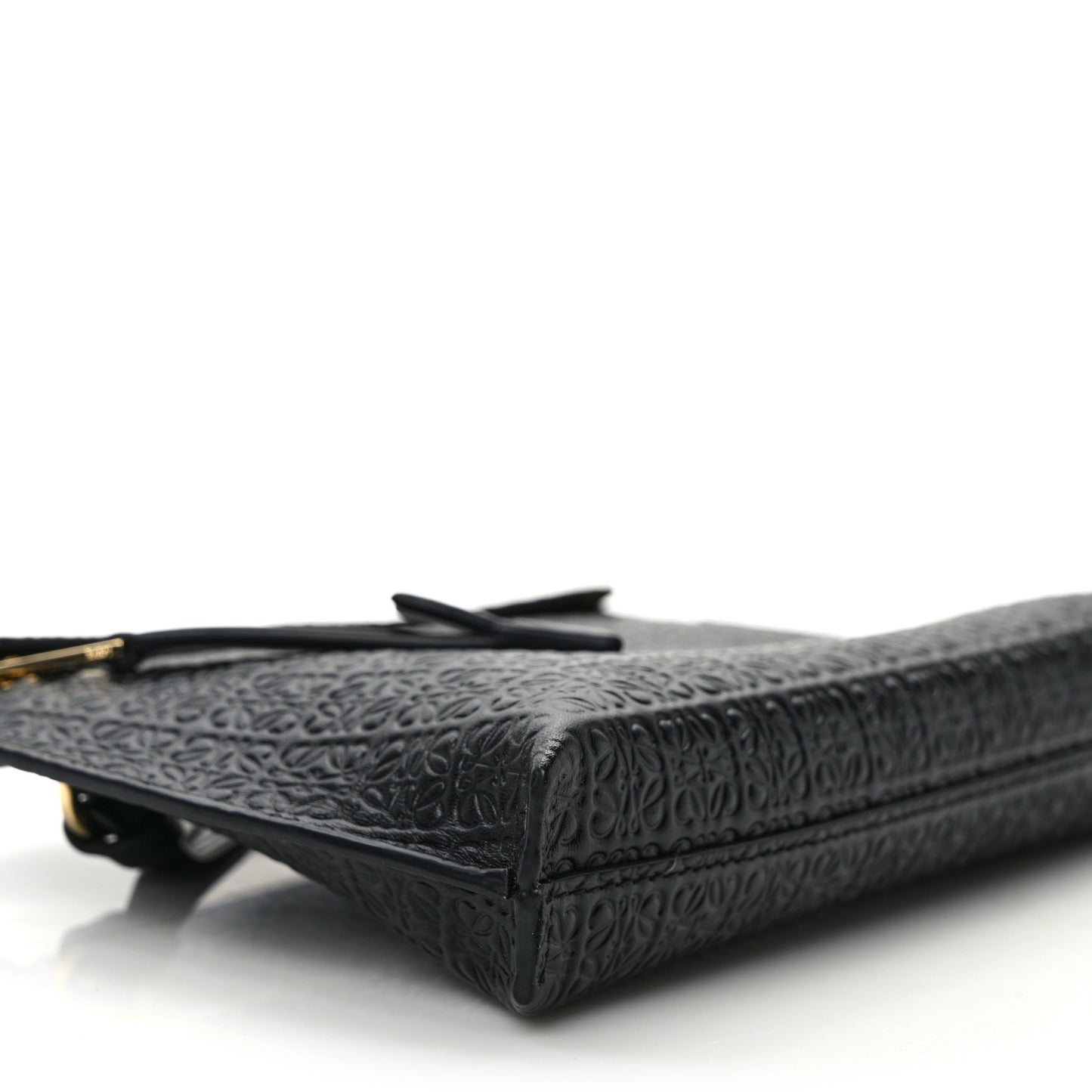 Calfskin Embossed Mini Repeat T Pouch Black