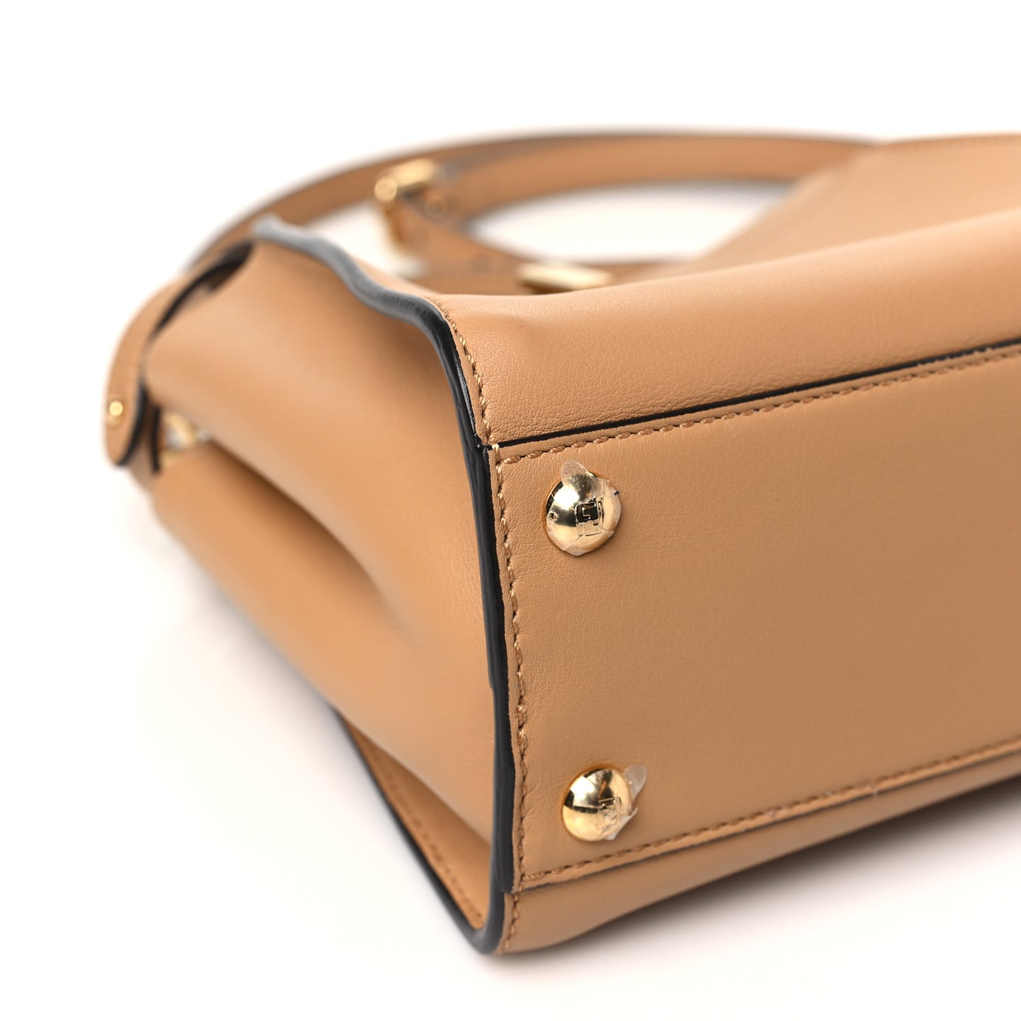 Vitello Seta Nappa FF Embossed Mini Peekaboo Iconic Satchel Miele Scuro