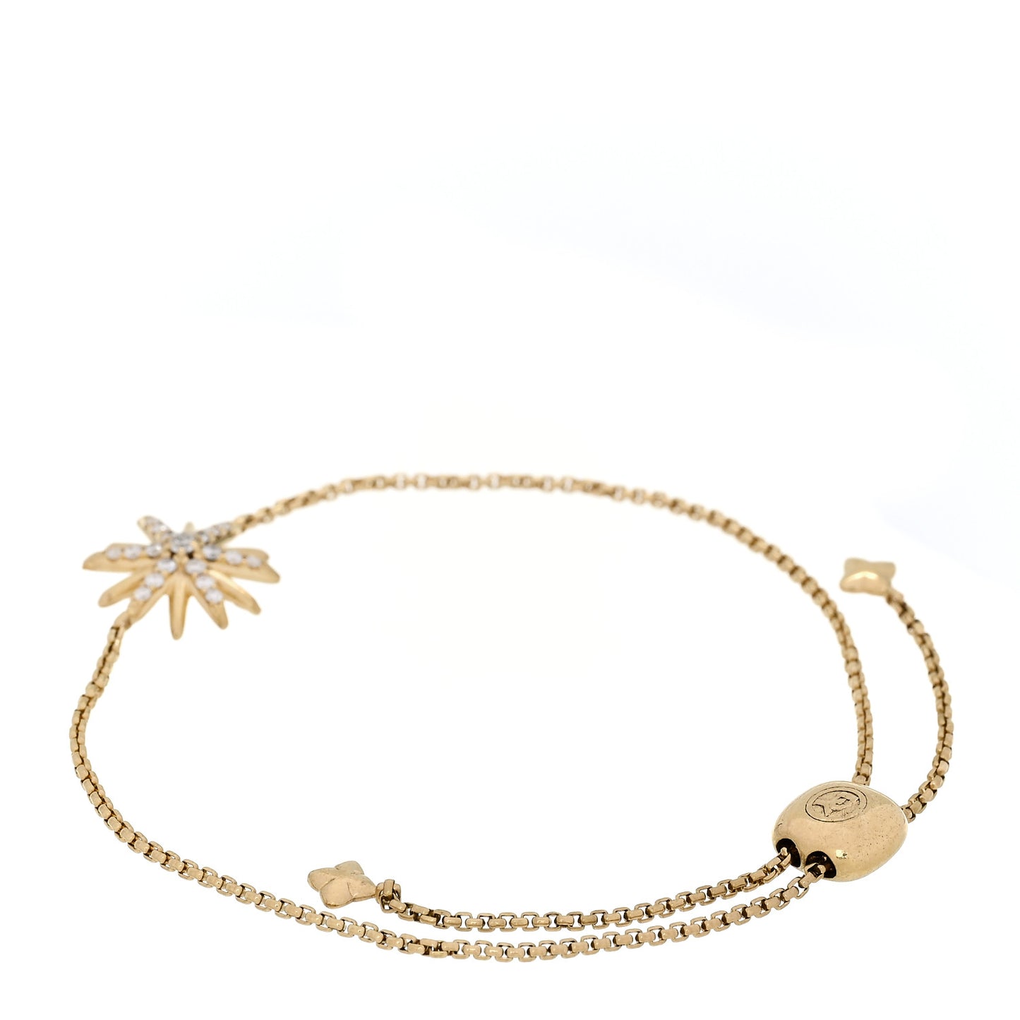 18K Yellow Gold Diamond Starburst Station Chain Bracelet