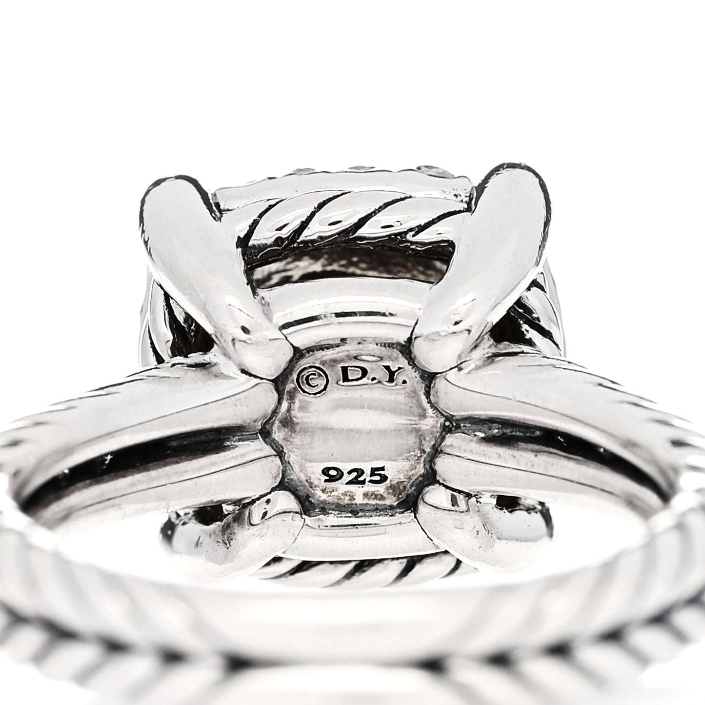 Sterling Silver Diamond 11mm Chatelaine Pave Ring 49 5