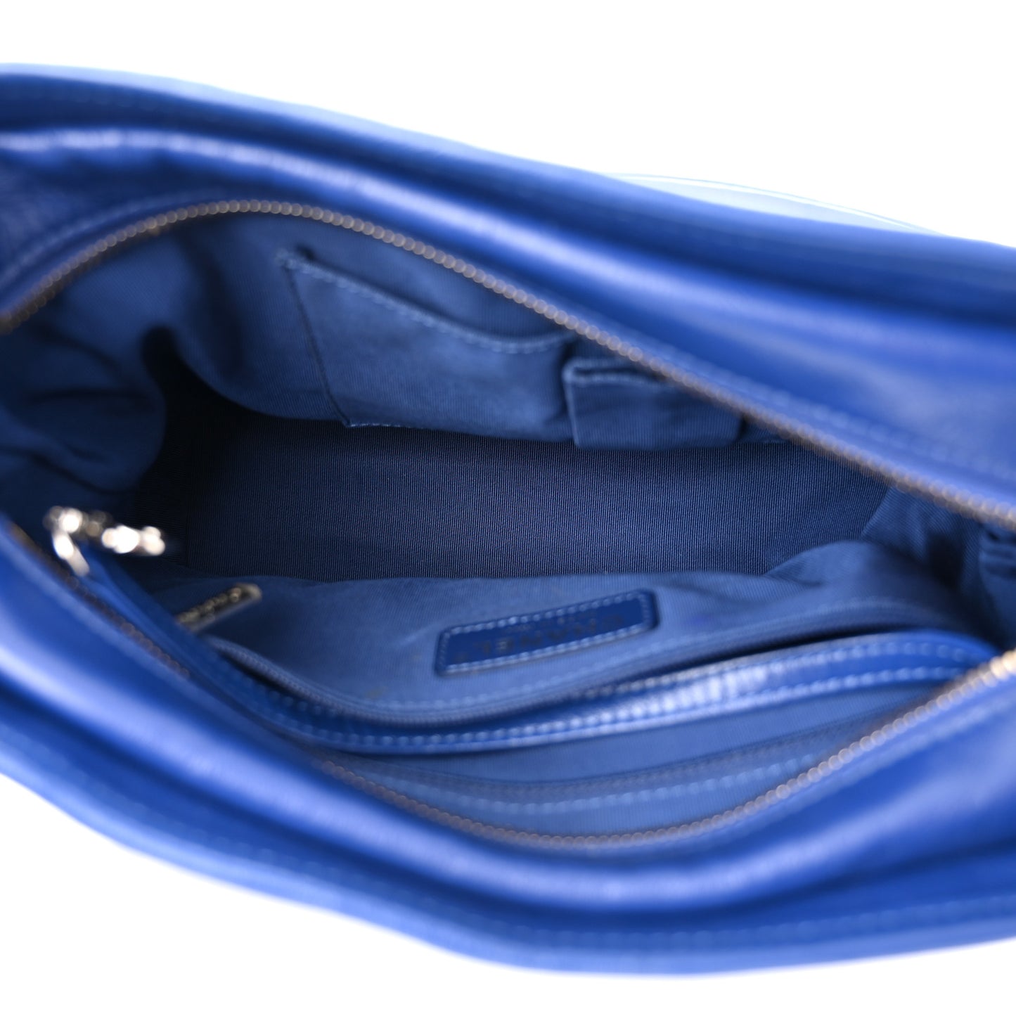 Aged Smooth Calfskin Quilted Medium Gabrielle Logo Hobo Blue