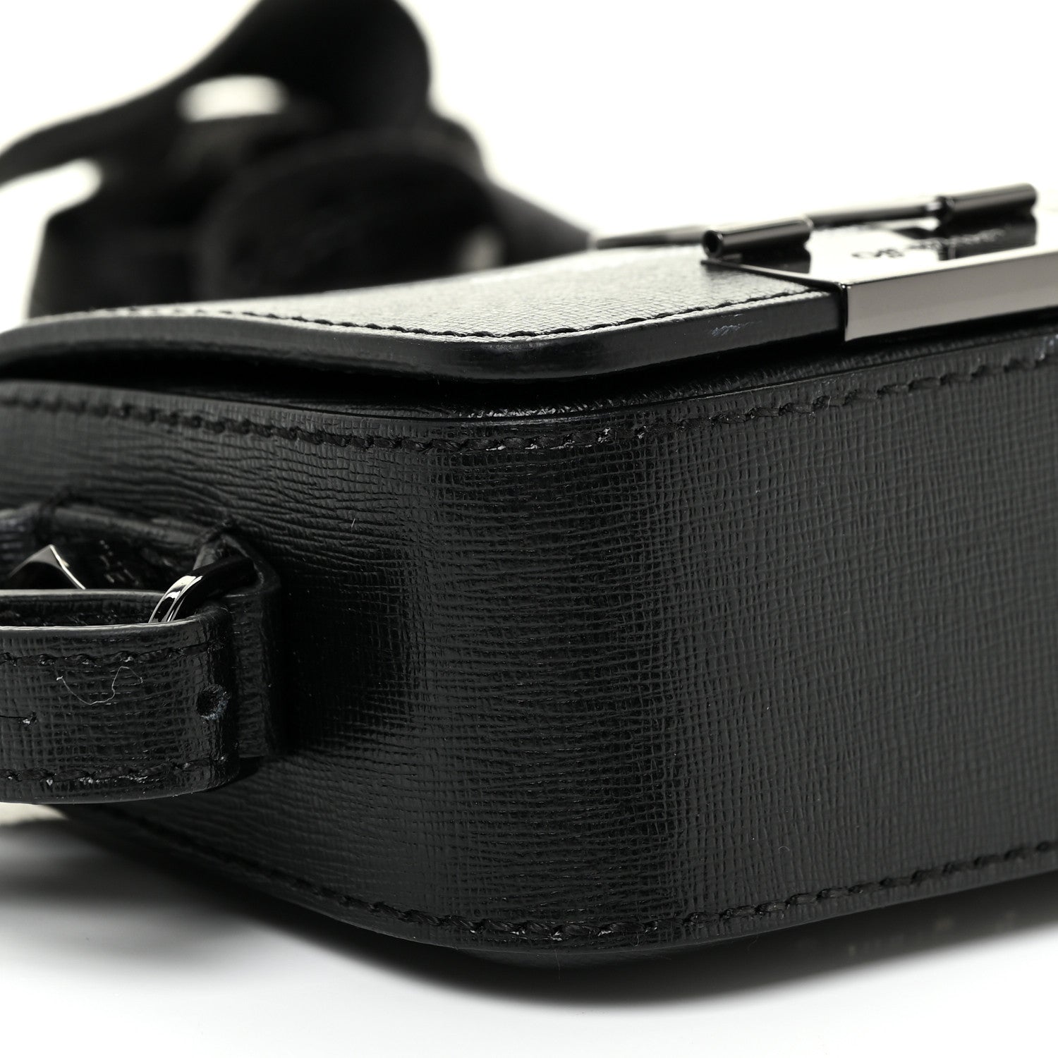 Off-White Saffiano Logo Baby Flap Bag Black White 5 of 14