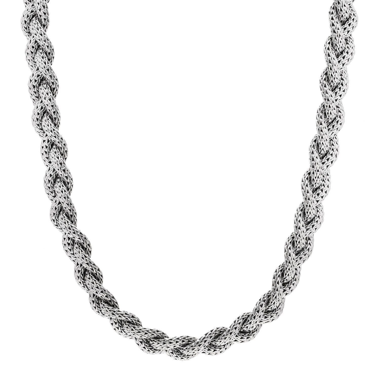 John Hardy Sterling Silver Diamond 16mm Braided Chain Necklace 1 of 5