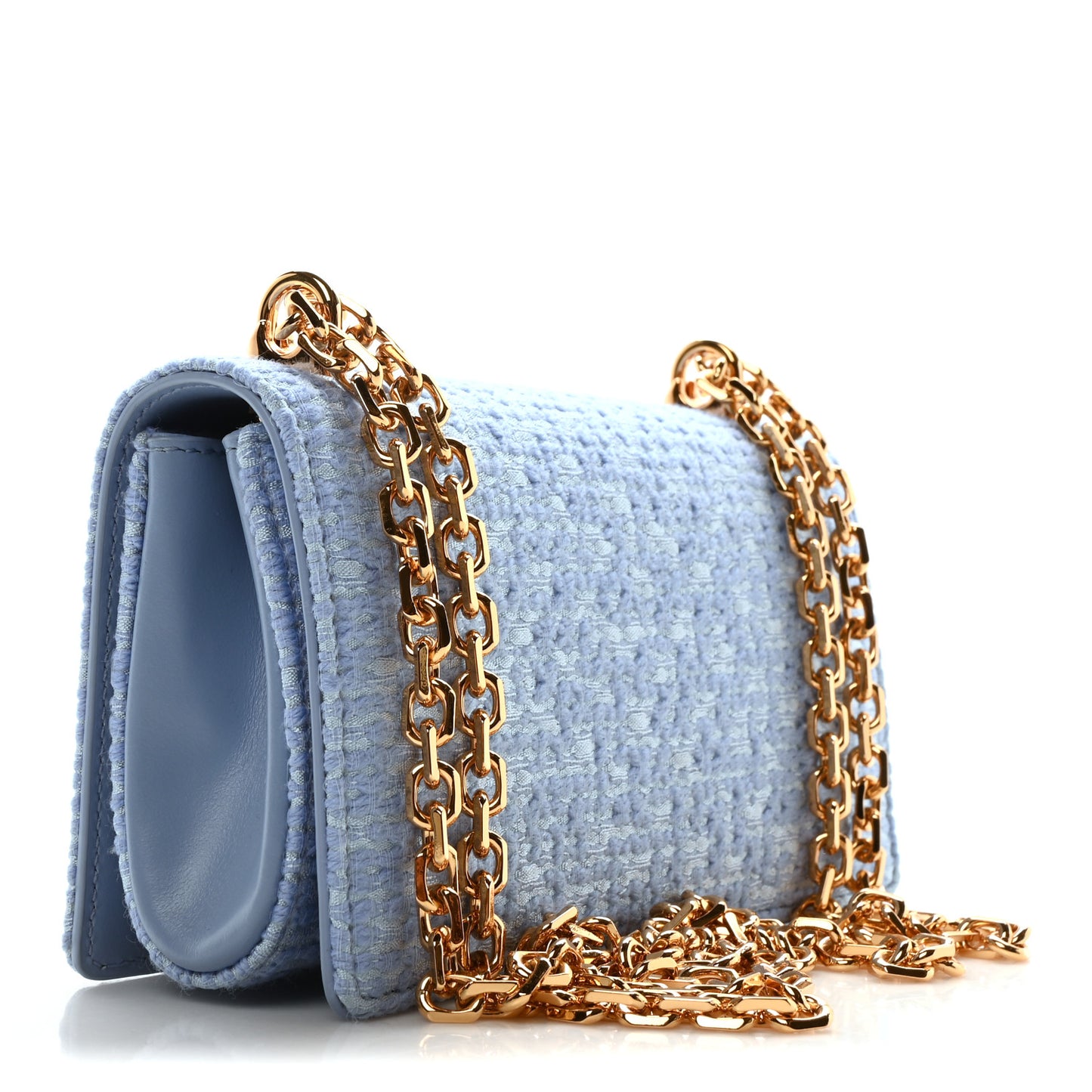 Calfskin Boucle DG Girls Phone Shoulder Bag Light Blue
