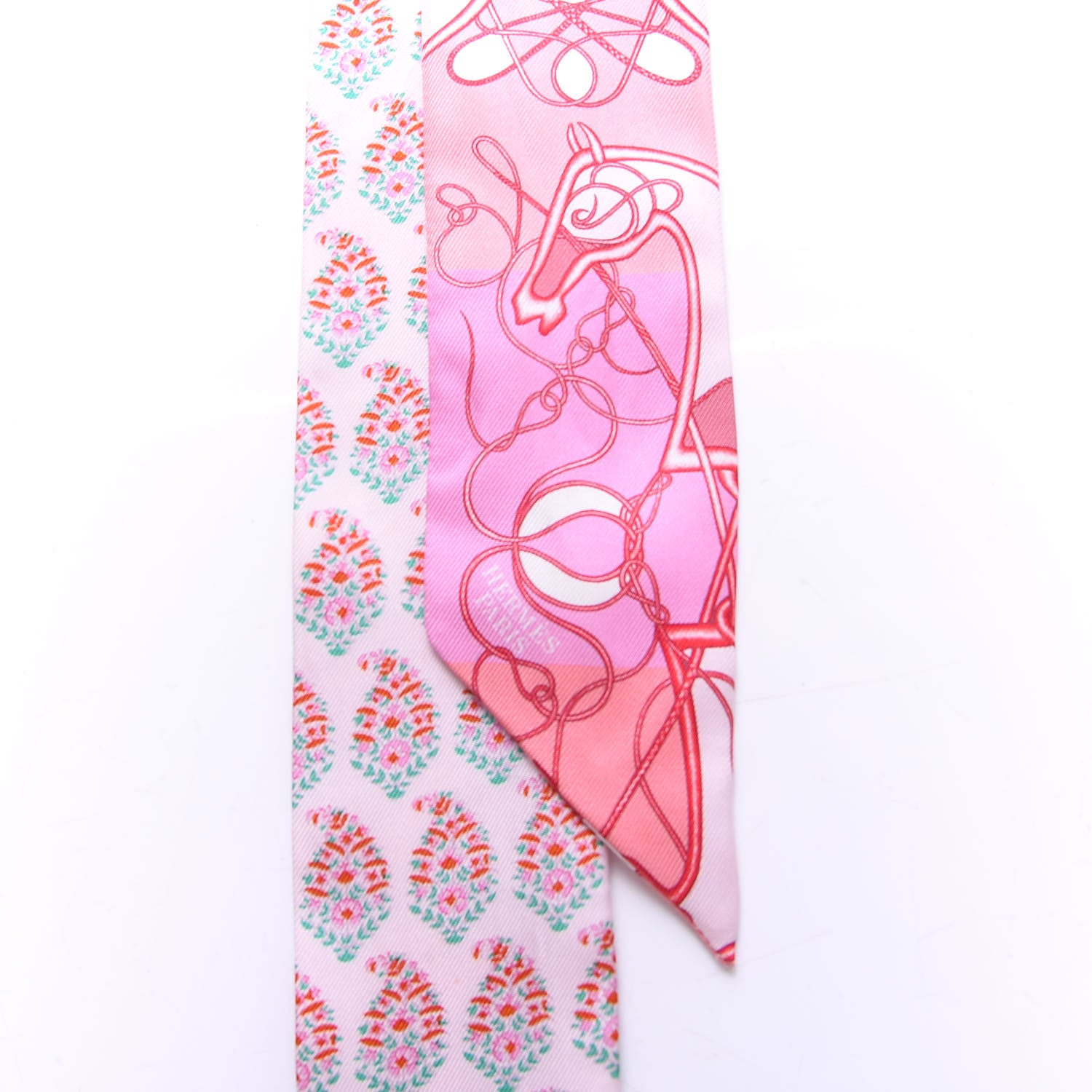 Hermes Silk Coup De Fouet Au Bloc Twilly Rose Nacre Turquoise 2 of 4