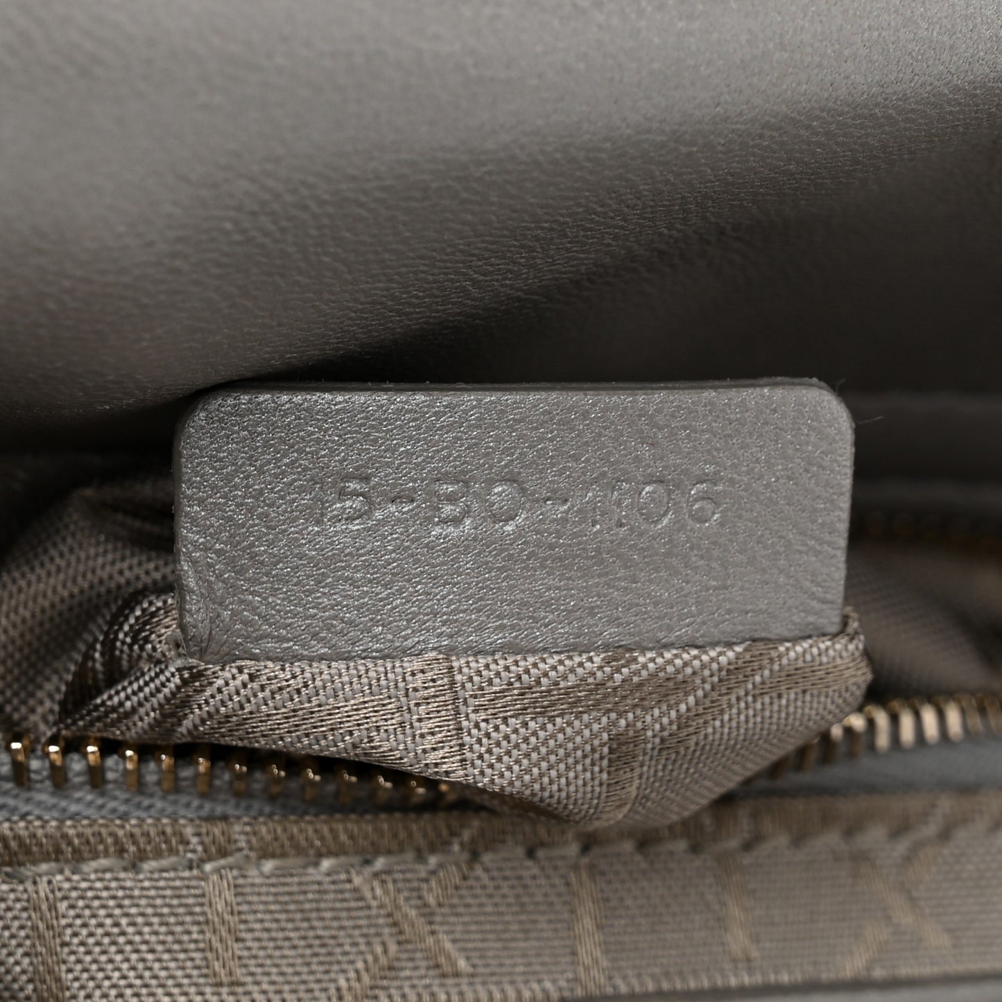 Metallic Lambskin Cannage Mini Lady Dior Grey