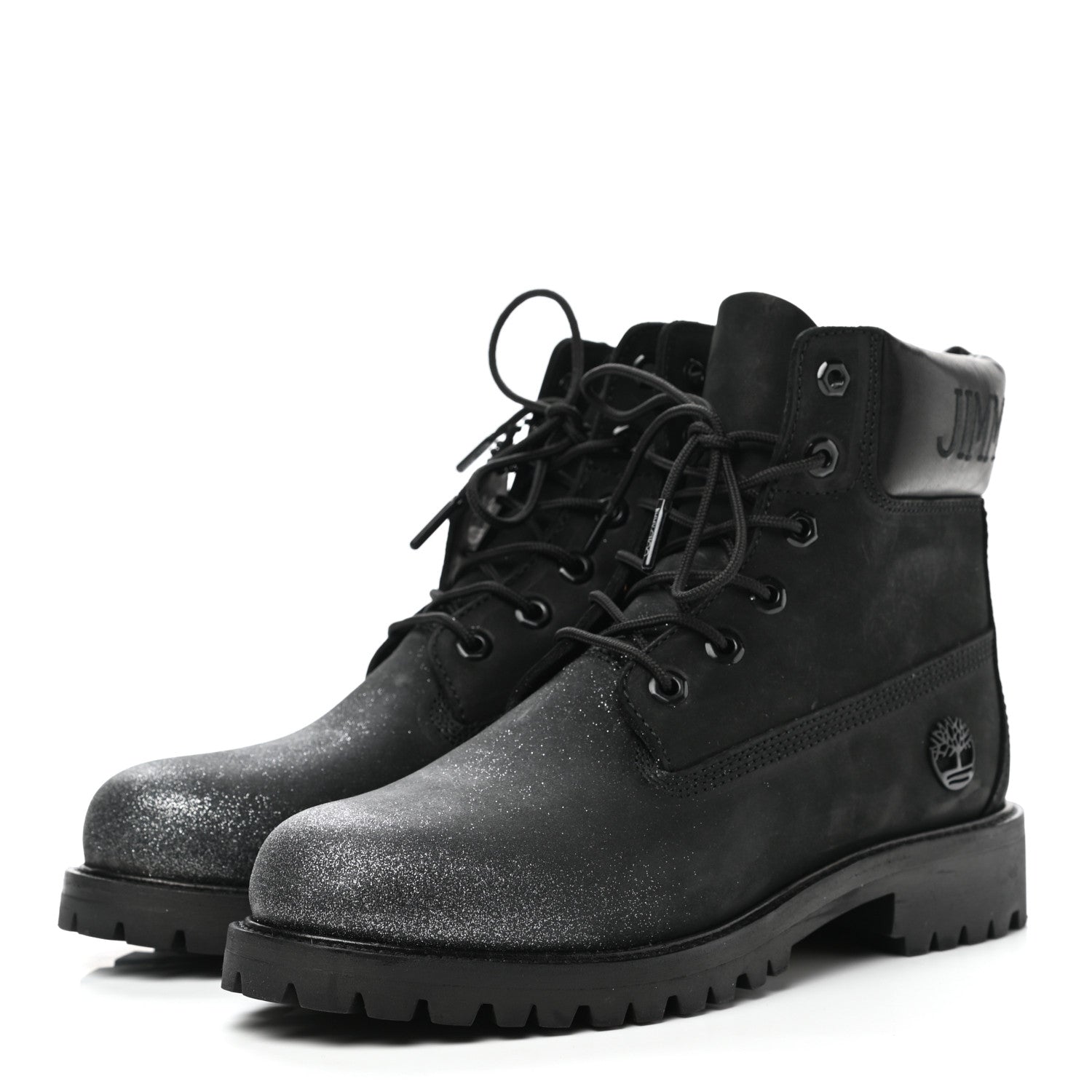 Jimmy Choo X TIMBERLAND Nubuck Glitter Womens Ankle Boots 39.5 Black Gunmetal 3 of 15