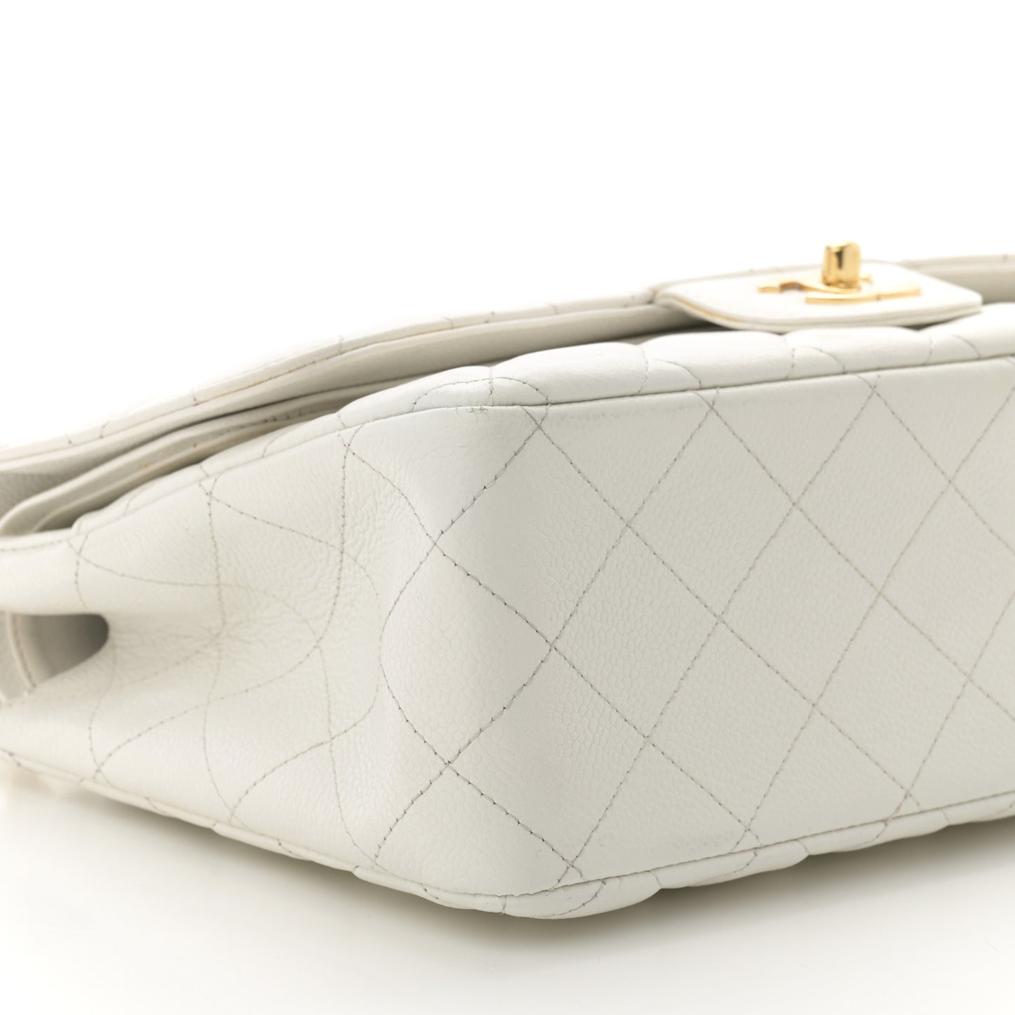 Caviar Quilted Jumbo Double Flap White