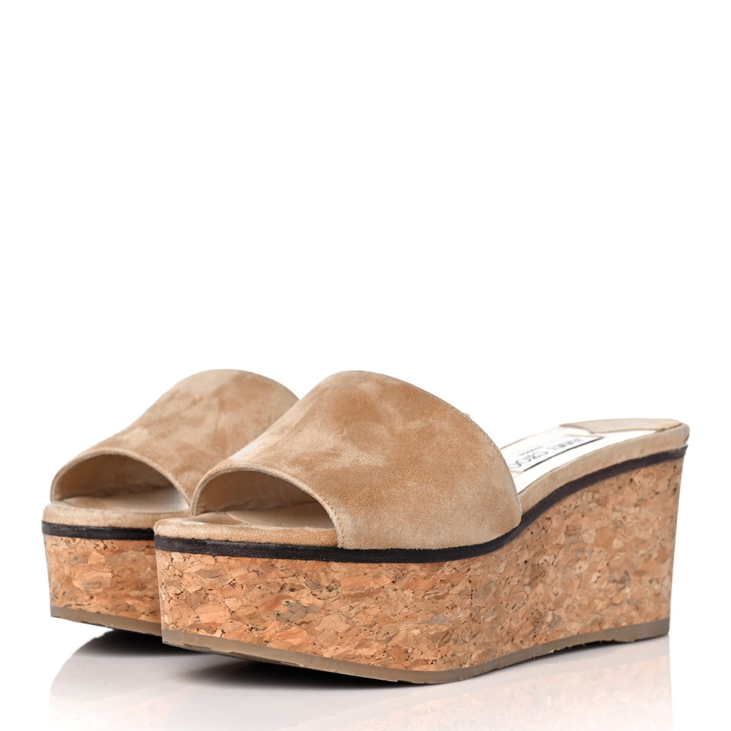 Suede Cork DeeDee Platform Wedge Slide Sandals 37.5 Camel