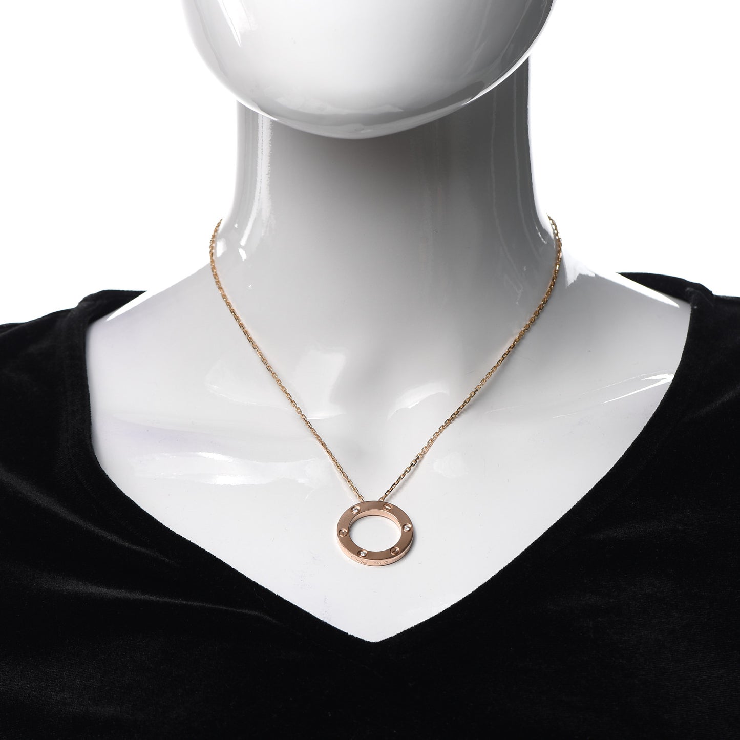 18K Pink Gold 3 Diamonds LOVE Pendant Necklace