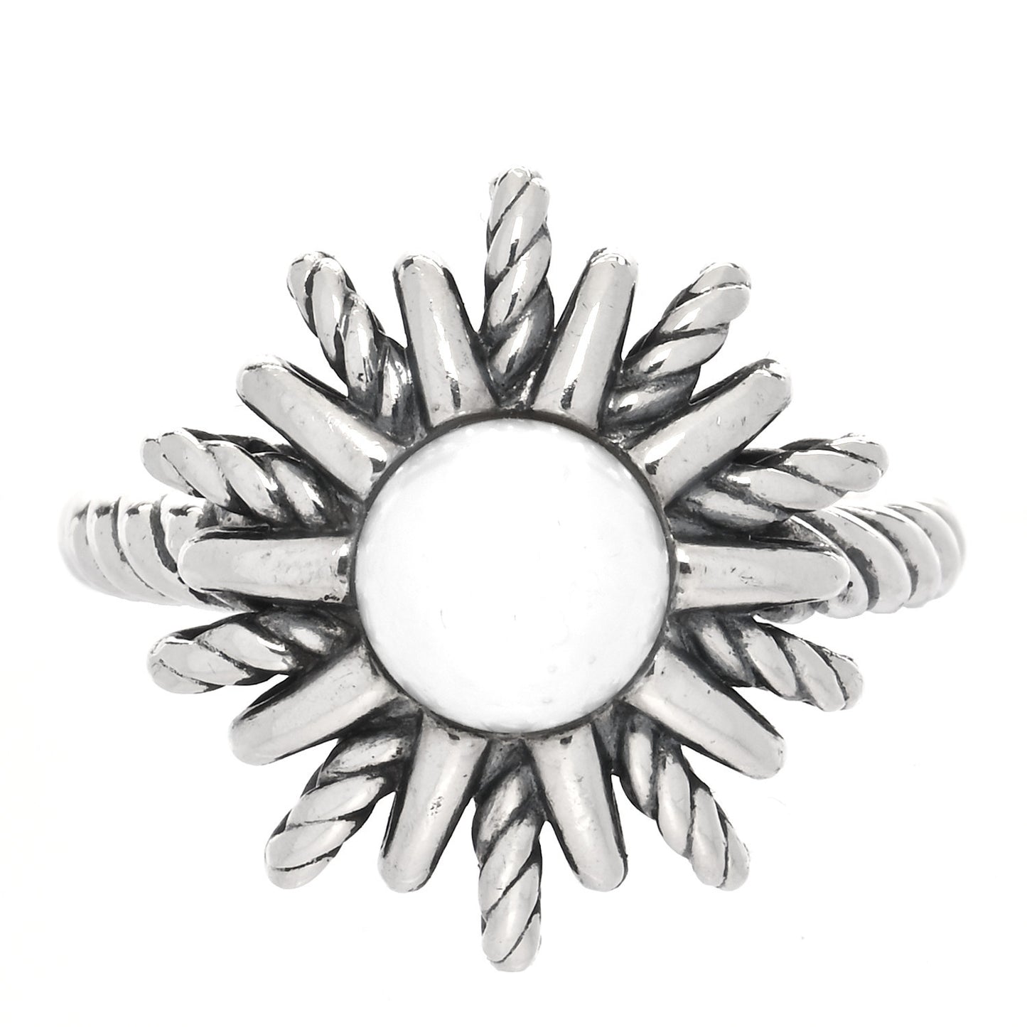 Sterling Silver Pearl 19mm Starburst Ring 54 7